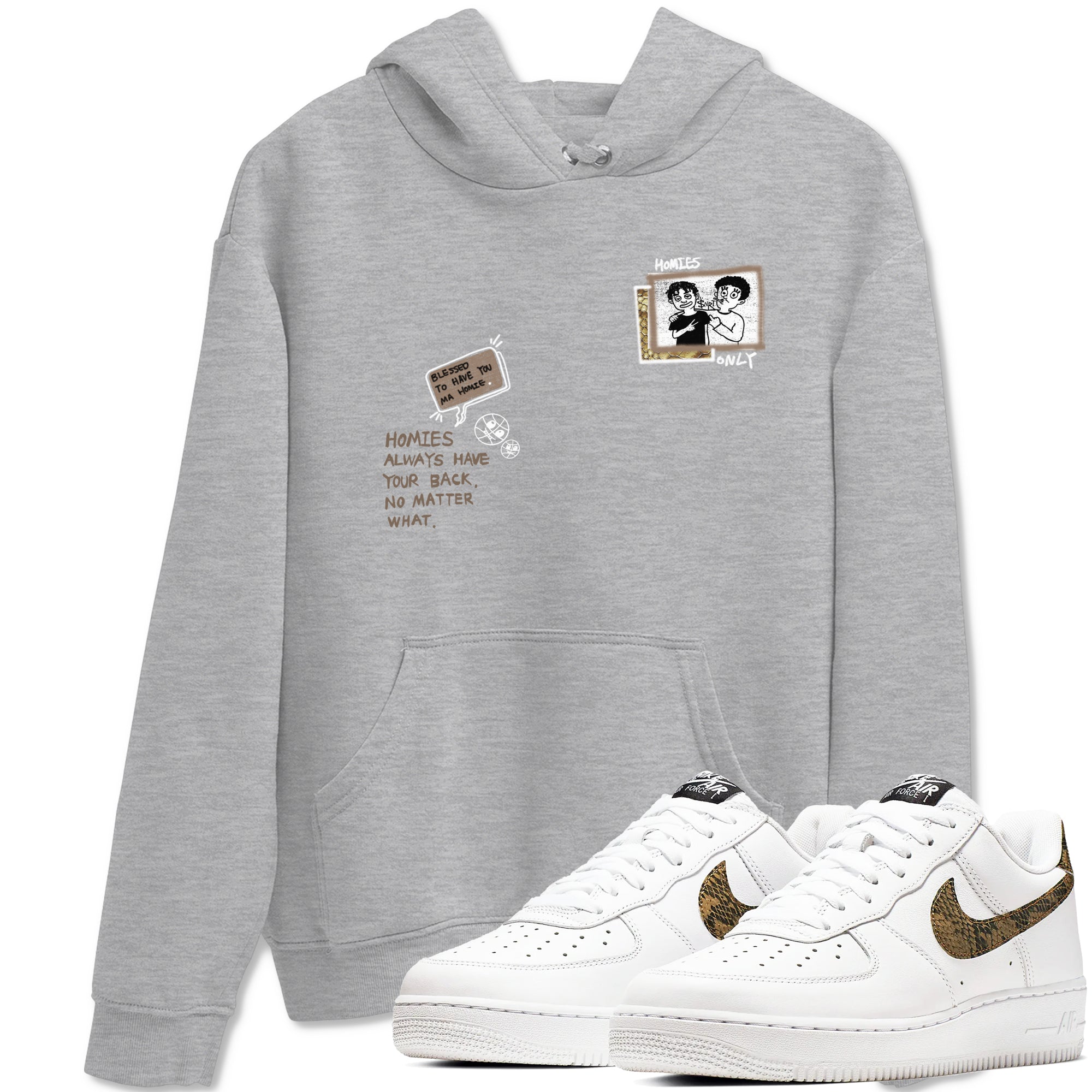 Homies Only snkmatch Tees - Air Force 1 Ivory Snake