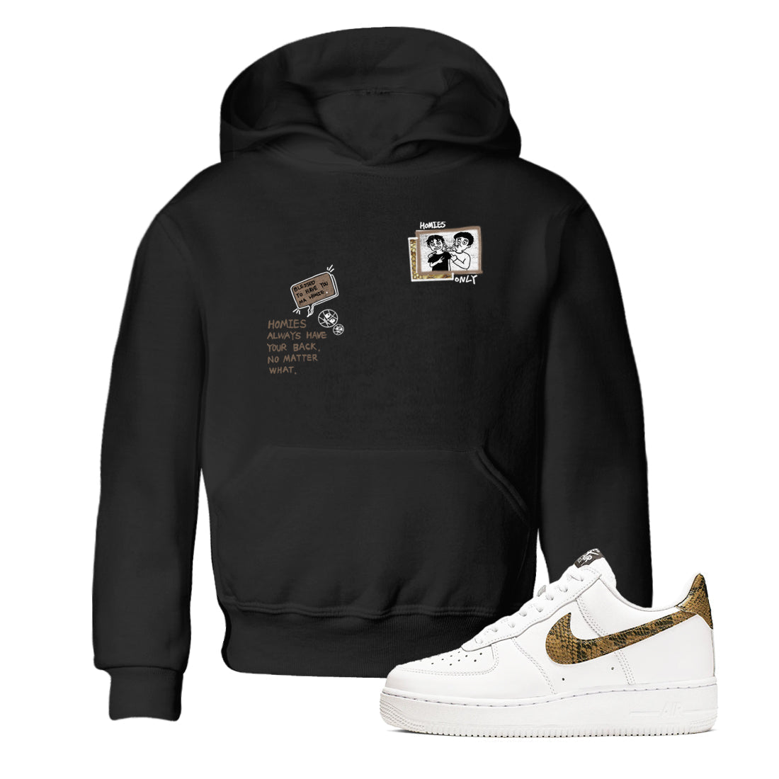 Homies Only snkmatch Tees Kids - Air Force 1 Ivory Snake