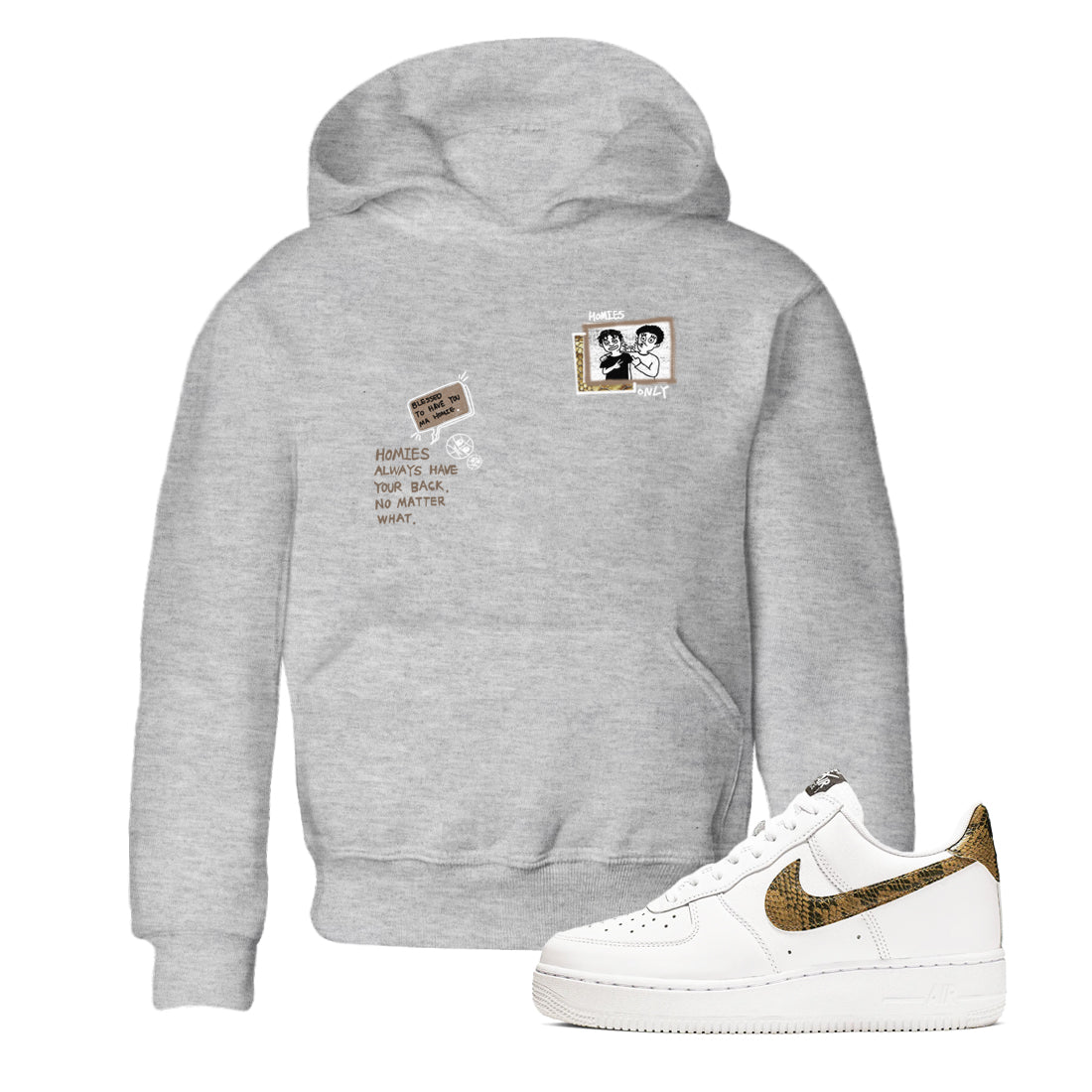 Homies Only snkmatch Tees Kids - Air Force 1 Ivory Snake