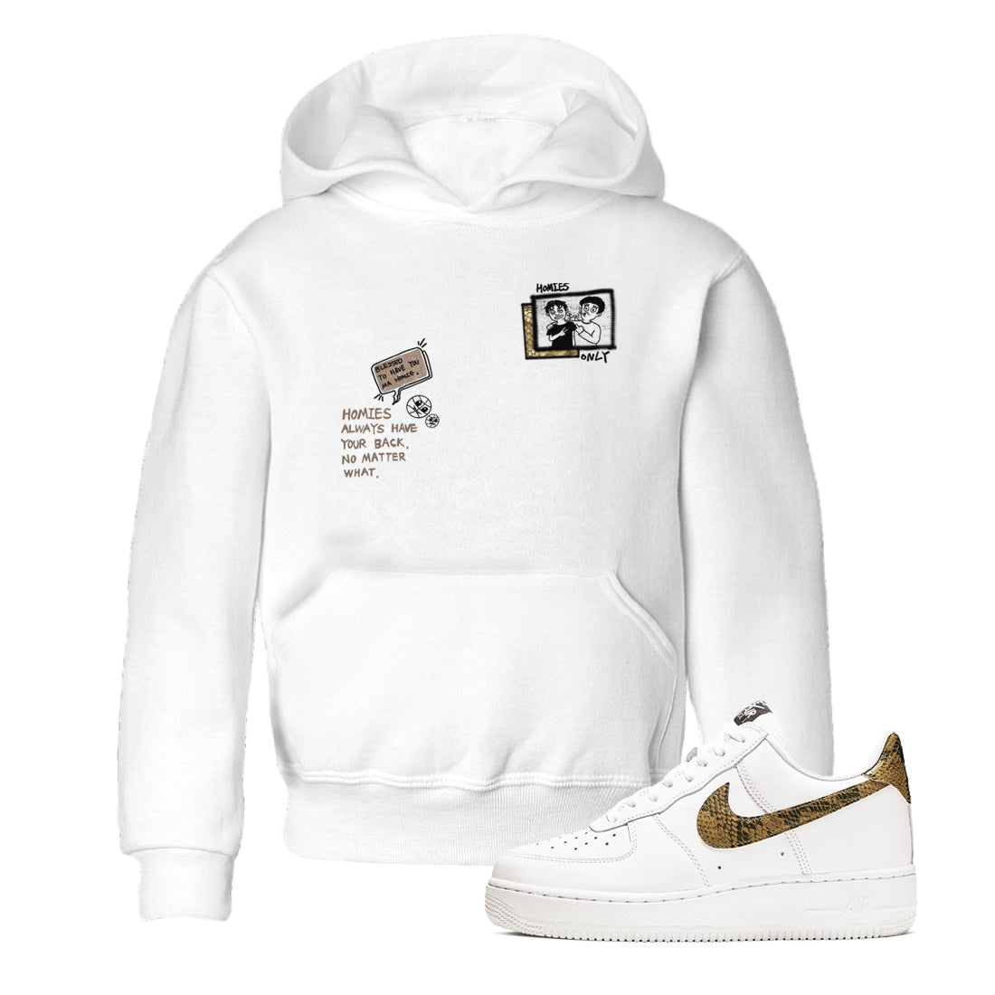 Homies Only snkmatch Tees Kids - Air Force 1 Ivory Snake