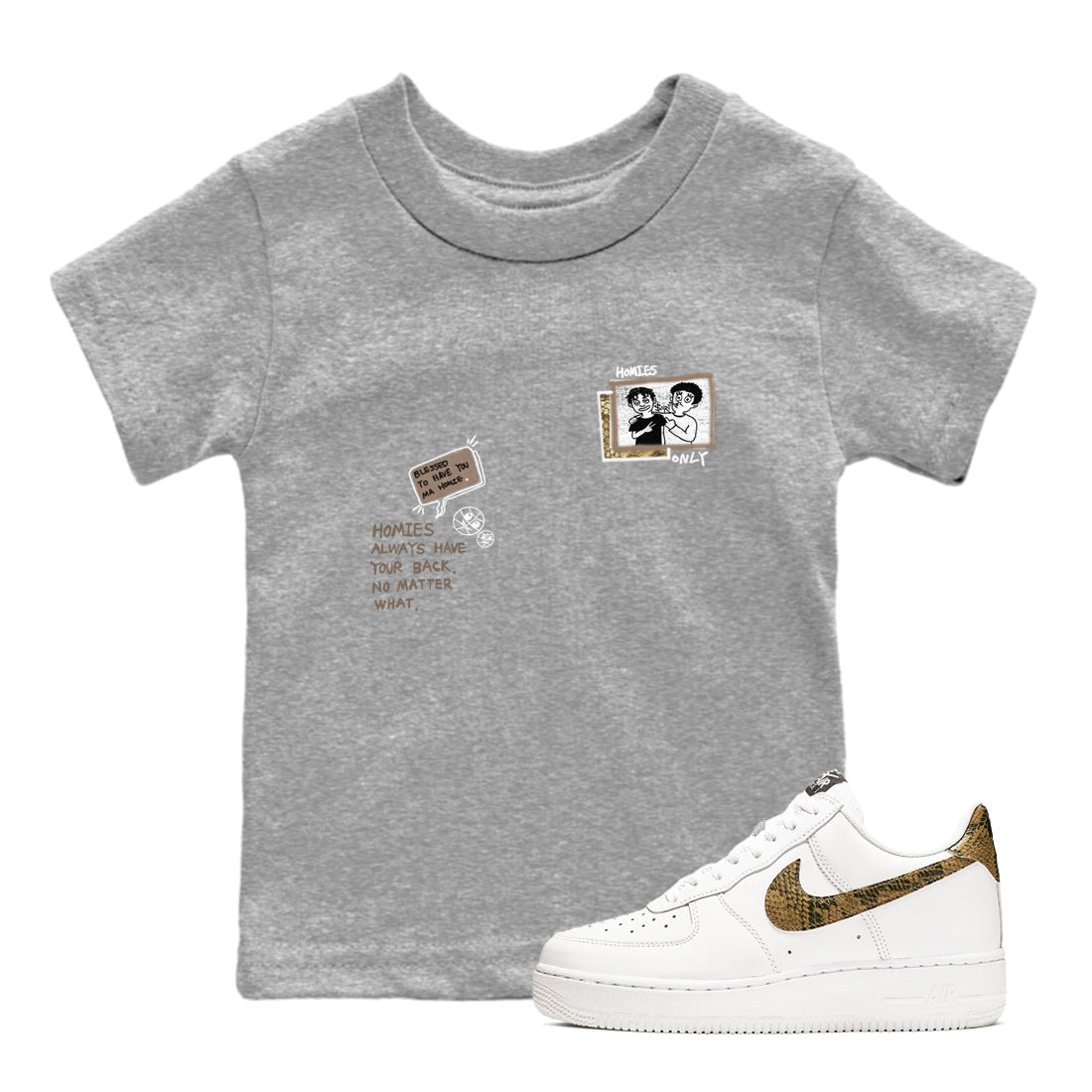 Homies Only snkmatch Tees Kids - Air Force 1 Ivory Snake