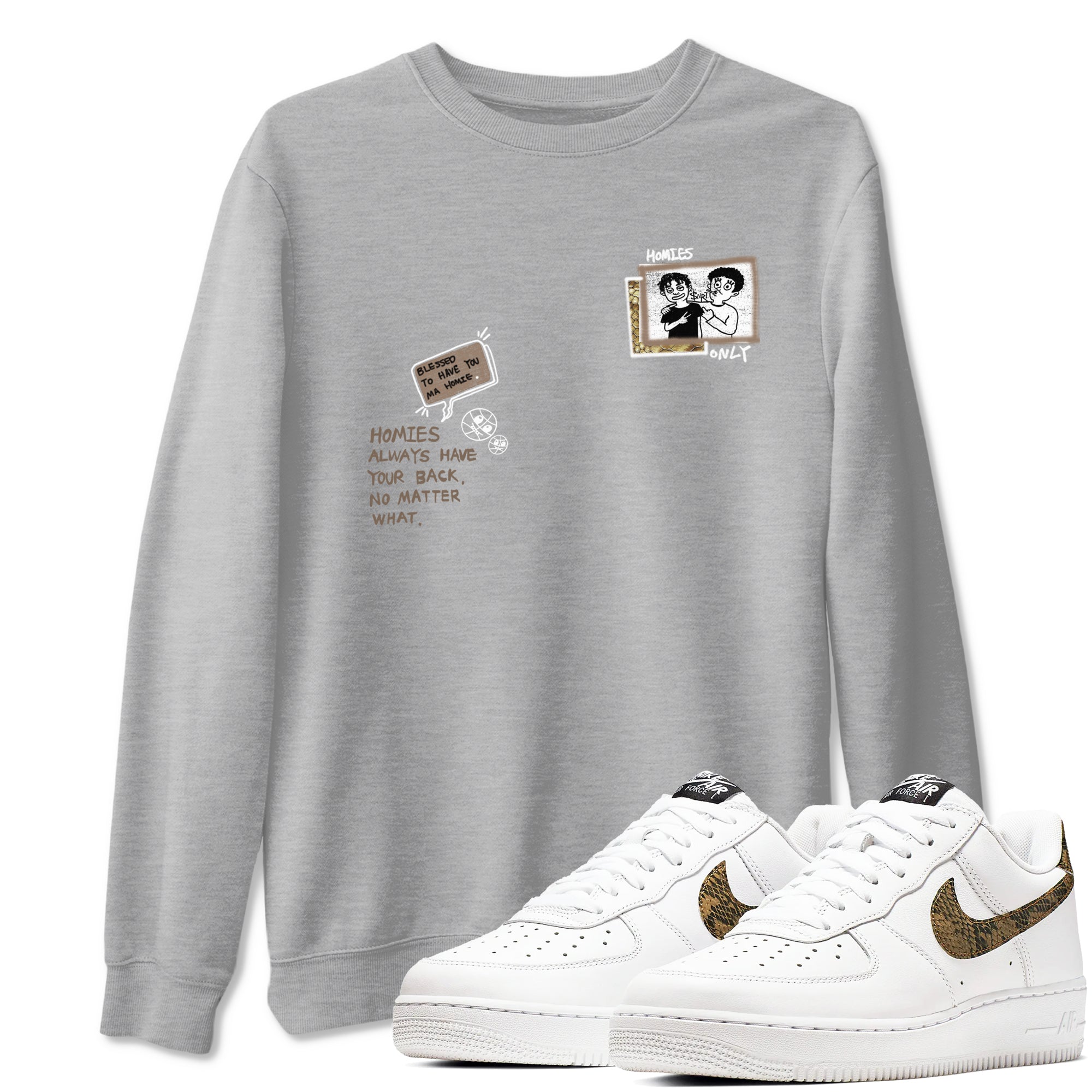 Homies Only snkmatch Tees - Air Force 1 Ivory Snake
