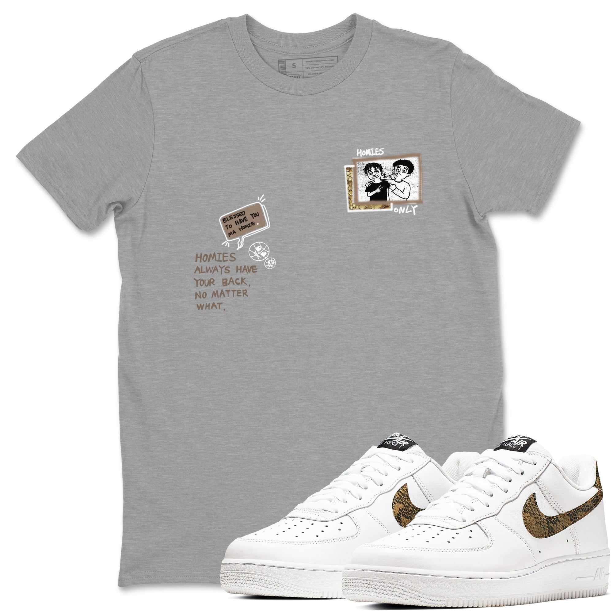 Homies Only snkmatch Tees - Air Force 1 Ivory Snake
