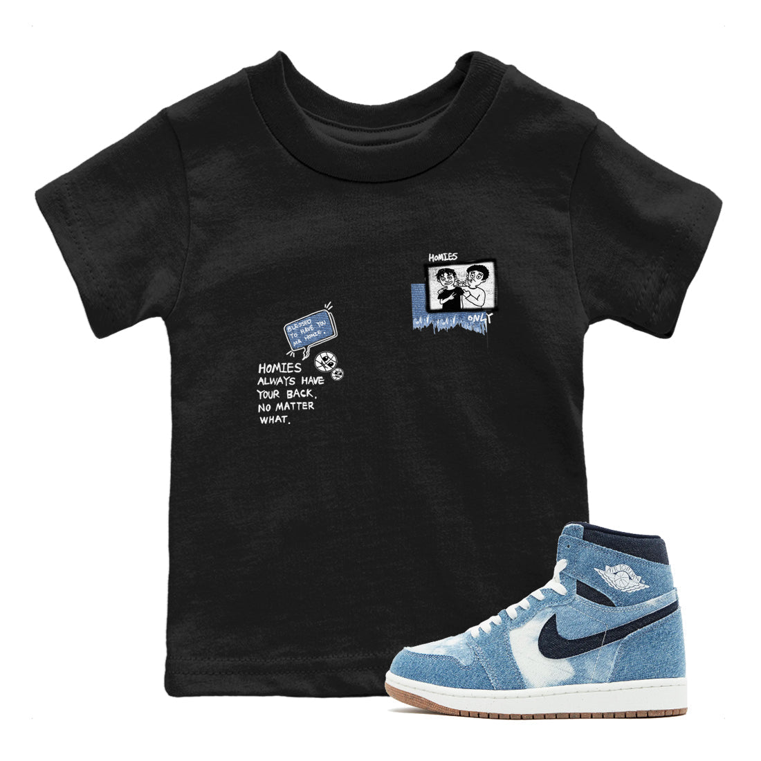 Homies Only snkmatch Tees Kids - Air Jordan 1 Denim 2024