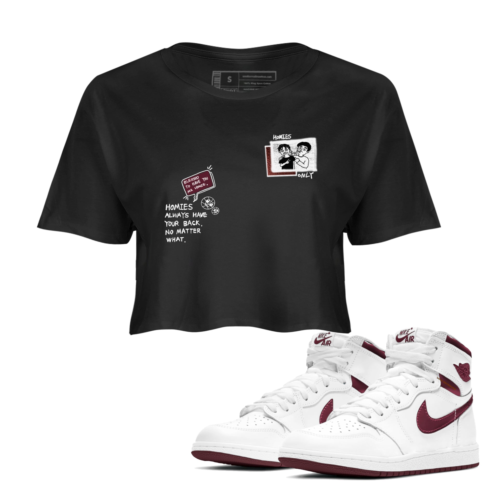 Homies Only snkmatch Women's Top - Air Jordan 1 Metallic Burgundy