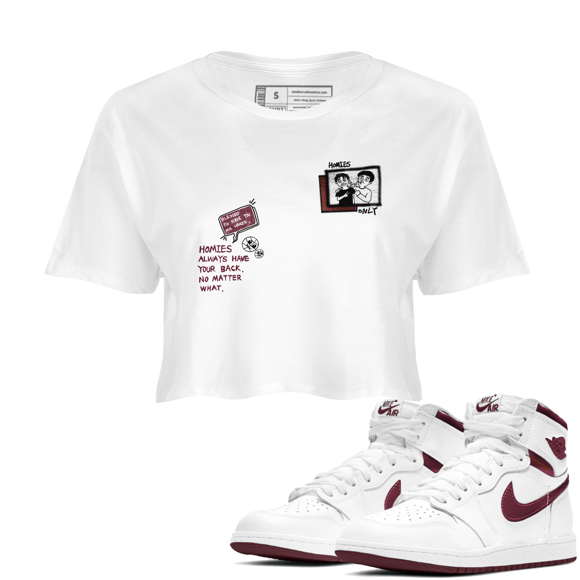 Homies Only snkmatch Women's Top - Air Jordan 1 Metallic Burgundy