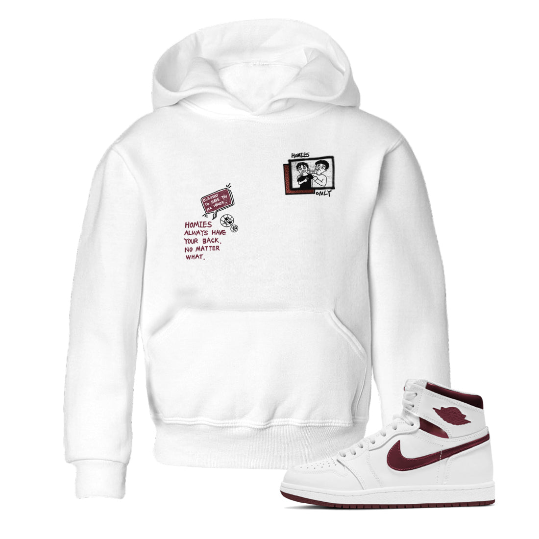 Homies Only snkmatch Tees Kids - Air Jordan 1 Metallic Burgundy