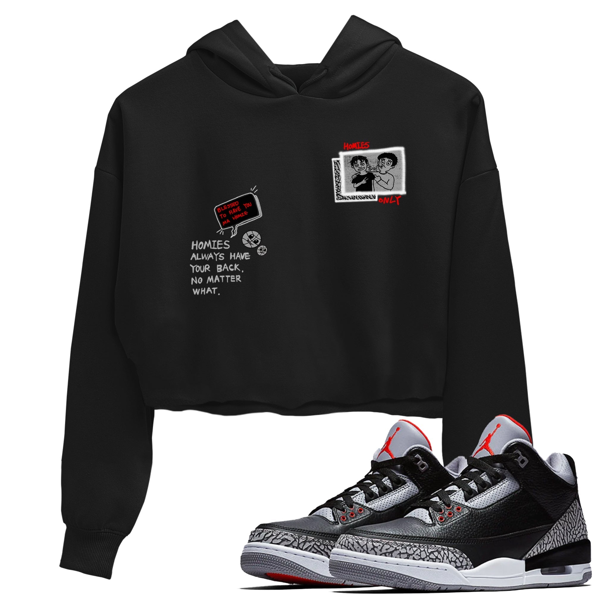Homies Only snkmatch Women's Top - Air Jordan 3 Black Cement