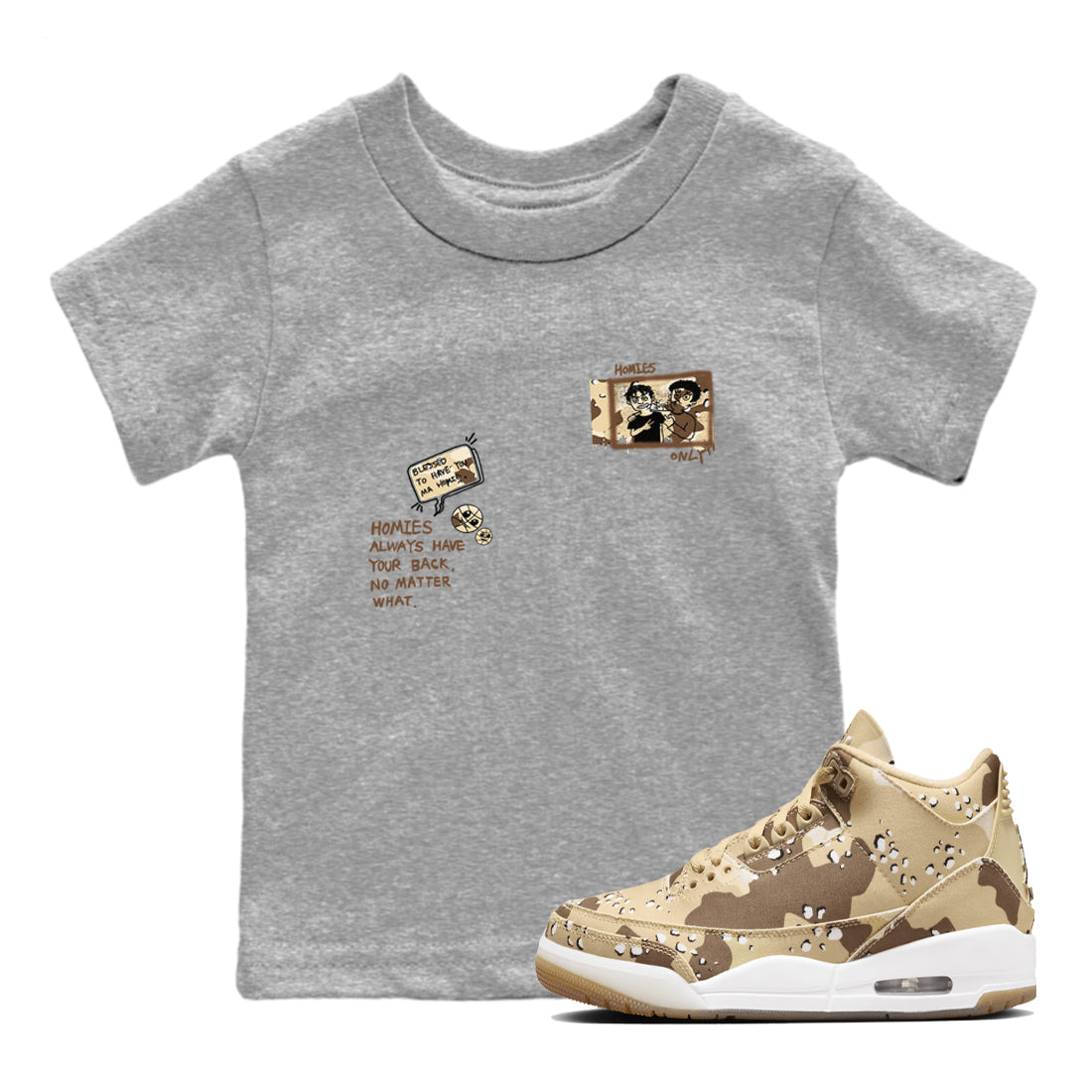Homies Only snkmatch Tees Kids - Air Jordan 3 Desert Camo