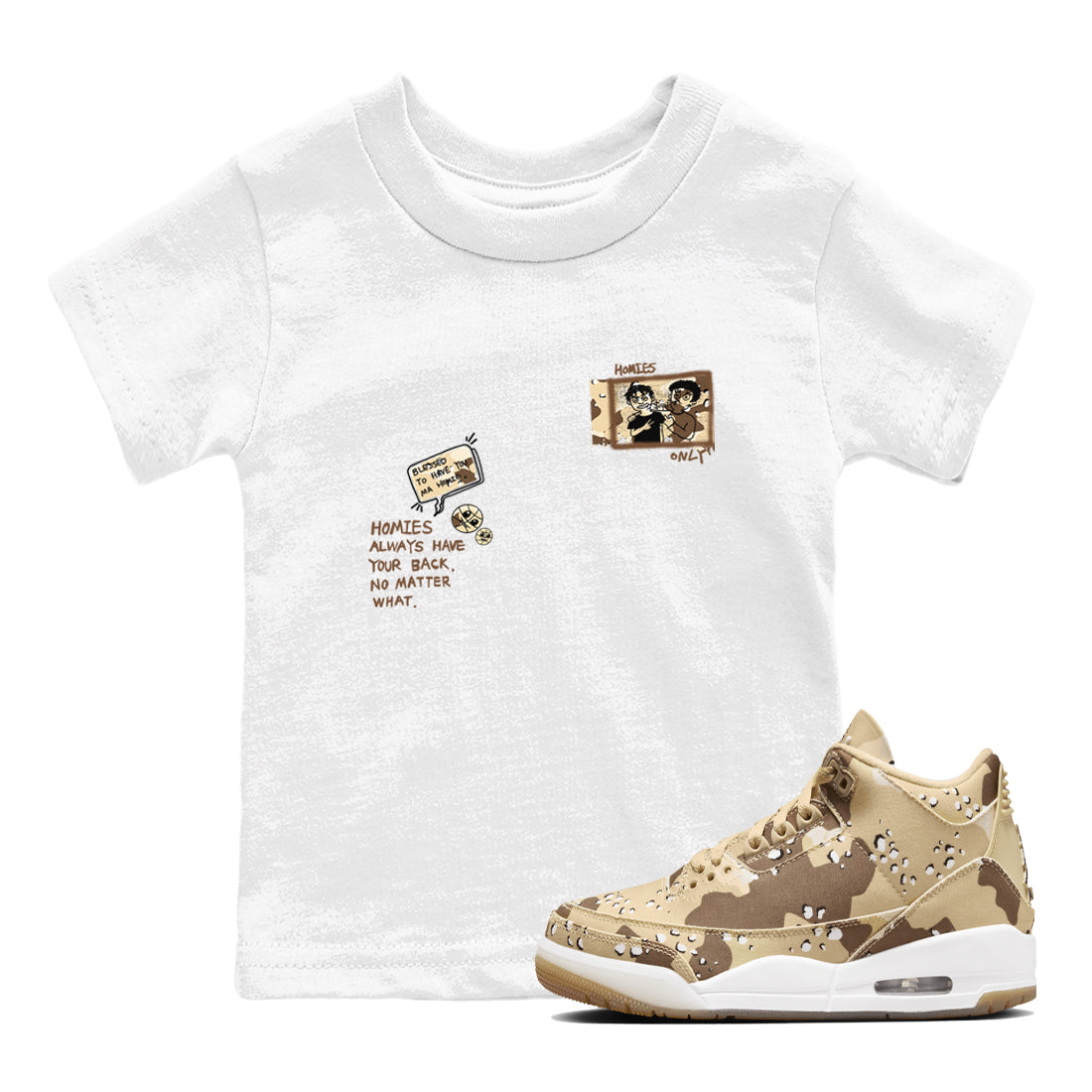 Homies Only snkmatch Tees Kids - Air Jordan 3 Desert Camo