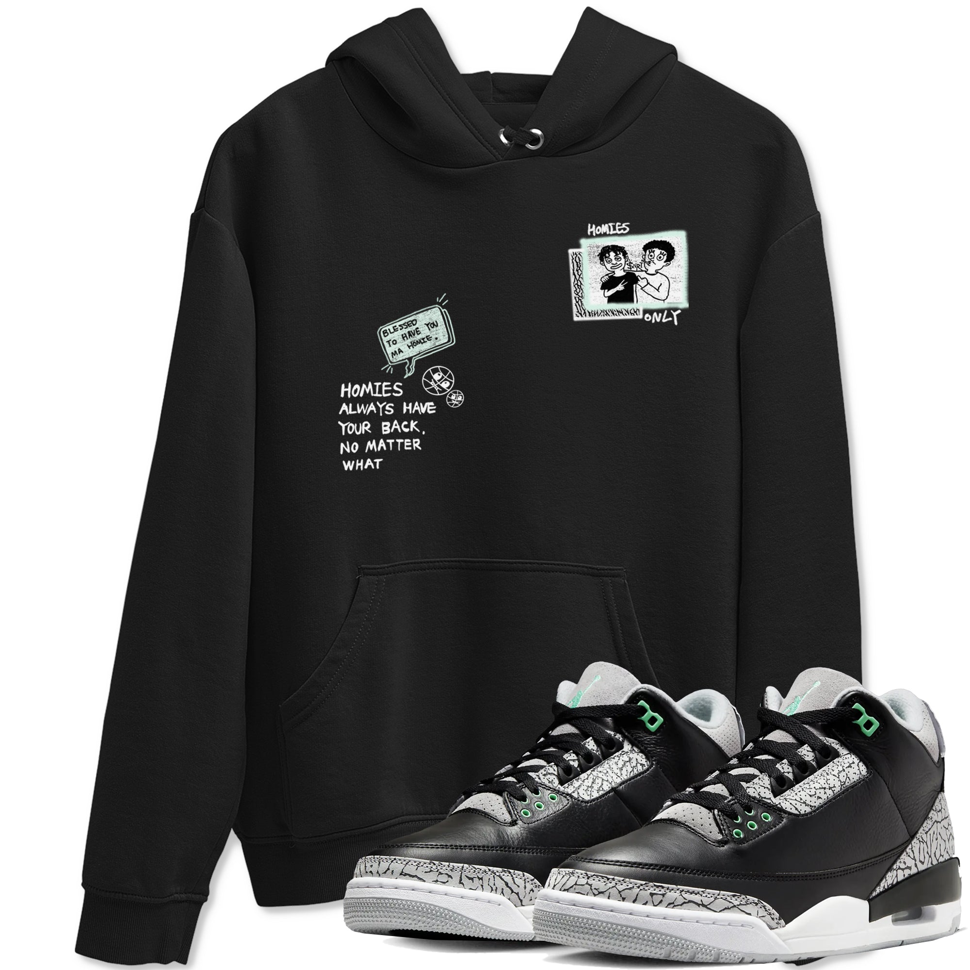 Homies Only snkmatch Tees - Air Jordan 3 Green Glow