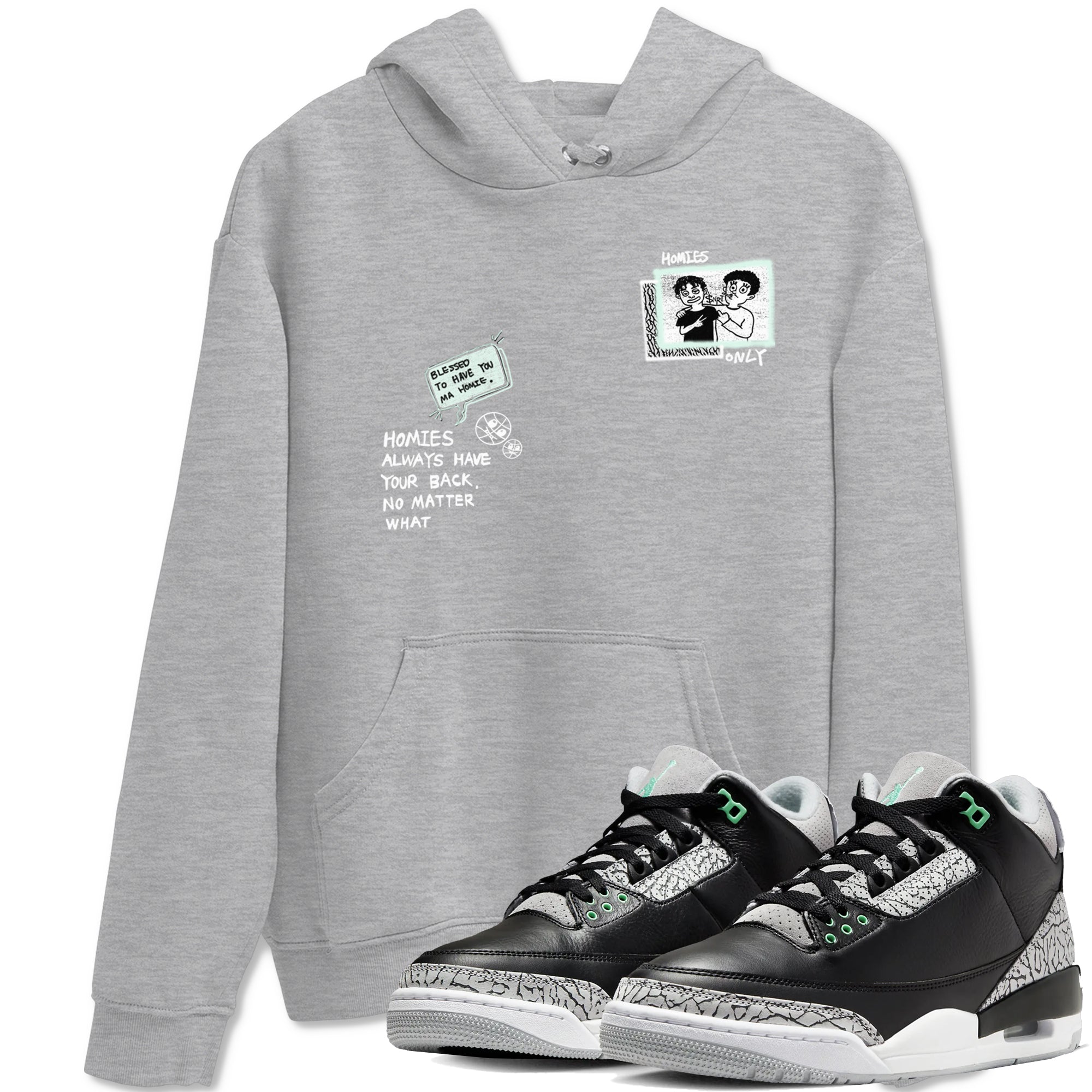 Homies Only snkmatch Tees - Air Jordan 3 Green Glow