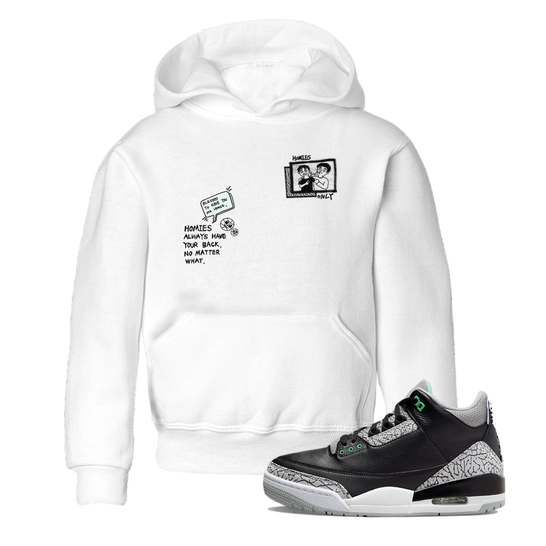 Homies Only snkmatch Tees Kids - Air Jordan 3 Green Glow