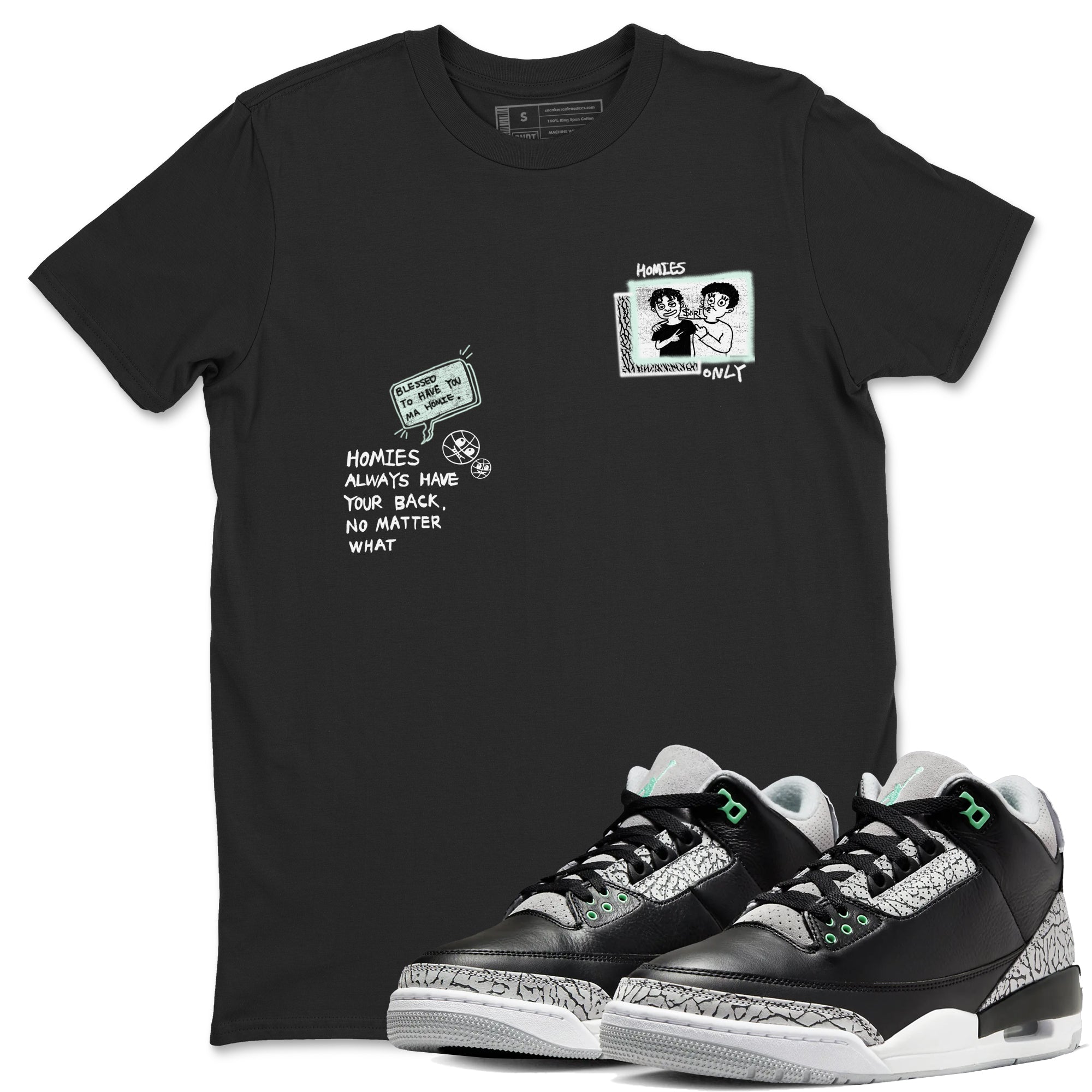 Homies Only snkmatch Tees - Air Jordan 3 Green Glow
