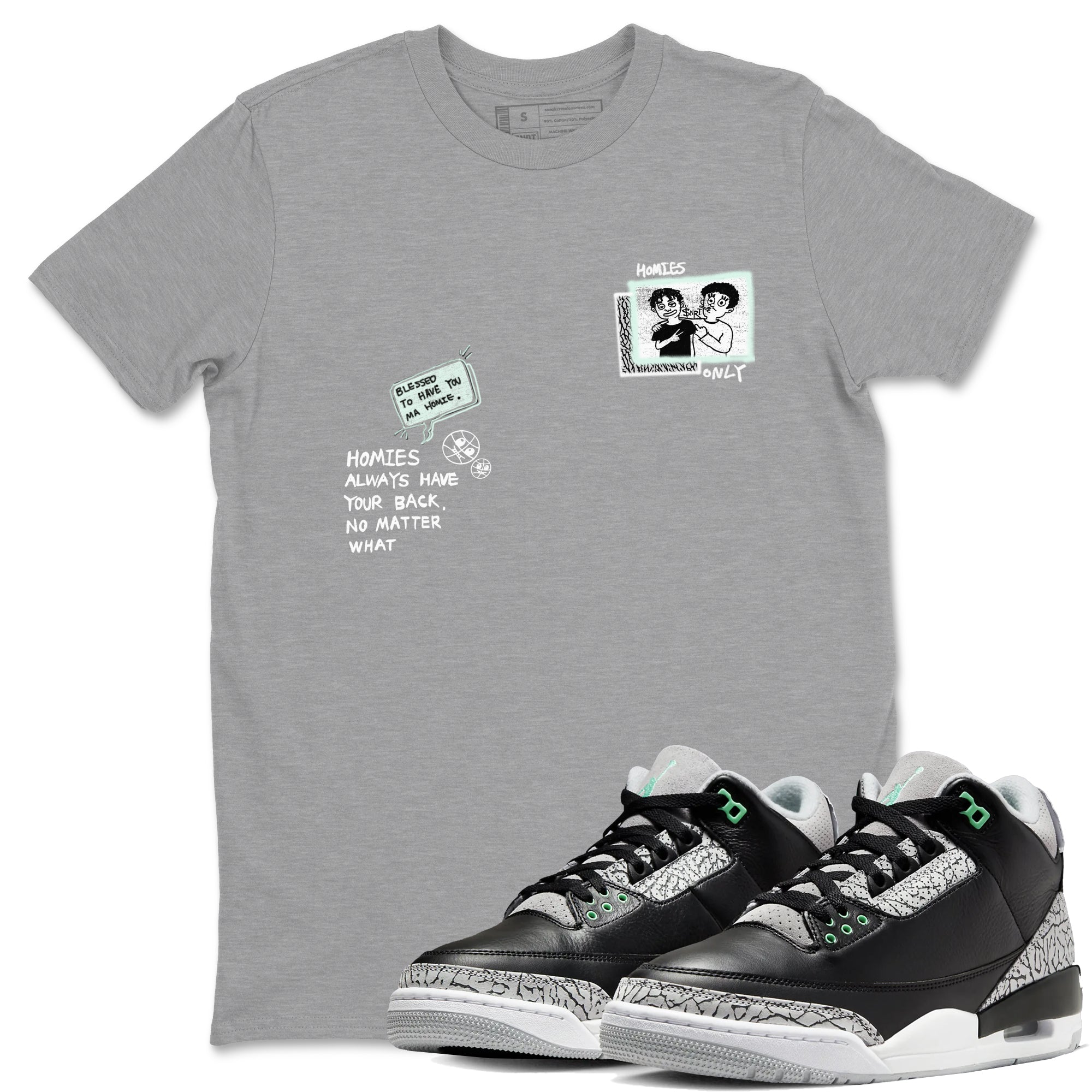 Homies Only snkmatch Tees - Air Jordan 3 Green Glow