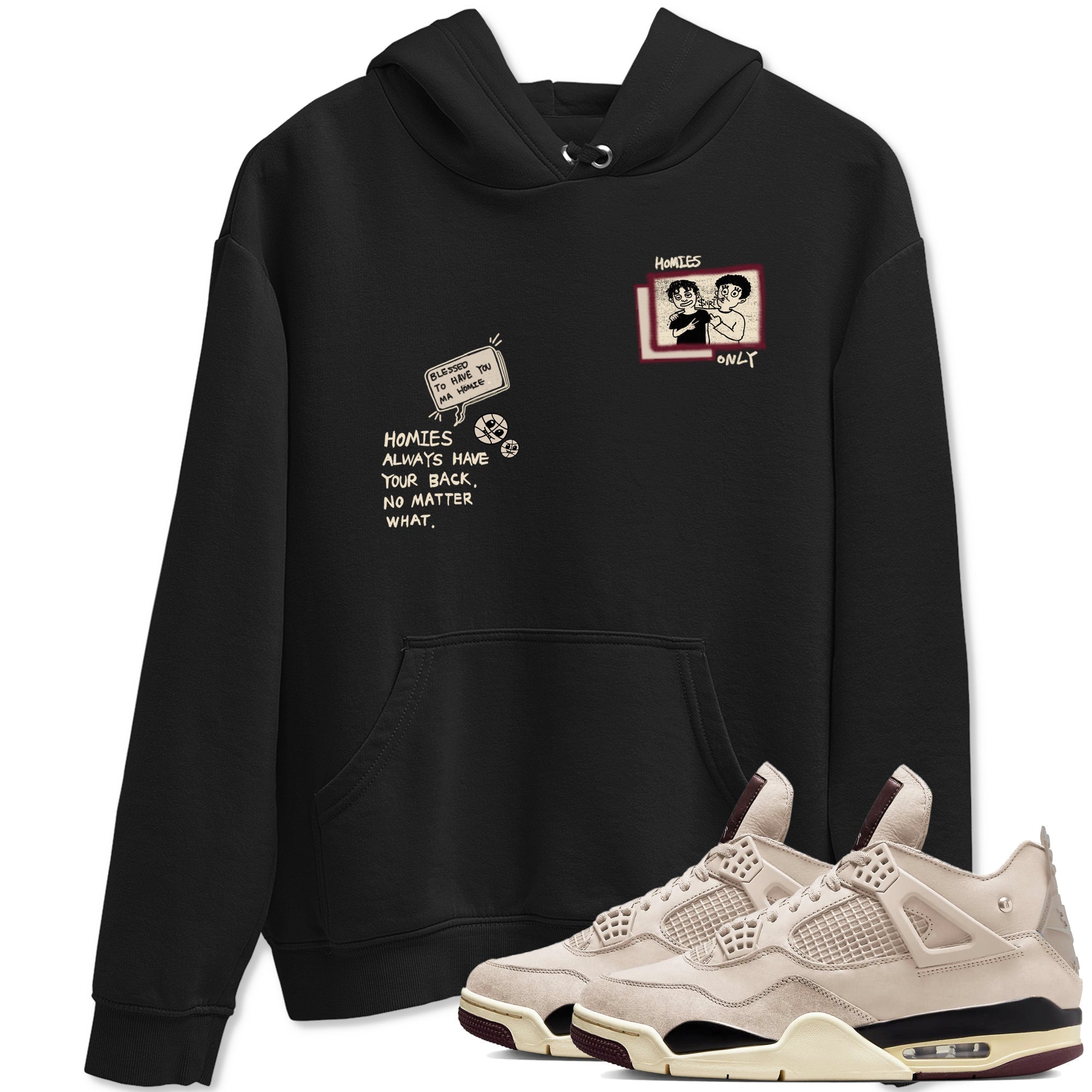 Homies Only snkmatch Tees - Air Jordan 4 A Ma Maniere x Fossil Stone
