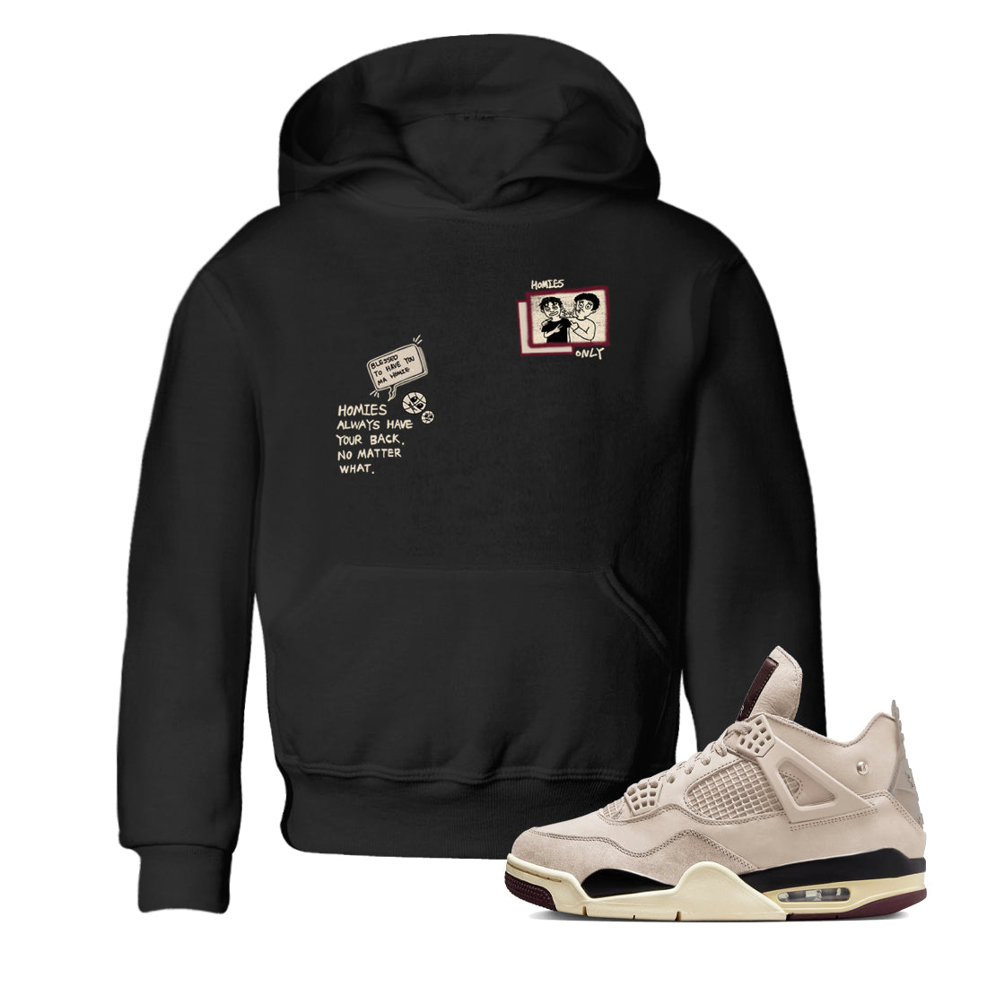 Homies Only snkmatch Tees Kids - Air Jordan 4 A Ma Maniere x Fossil Stone