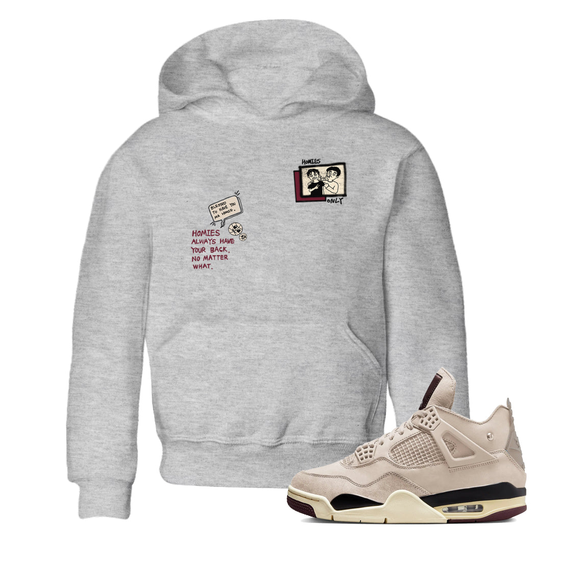 Homies Only snkmatch Tees Kids - Air Jordan 4 A Ma Maniere x Fossil Stone