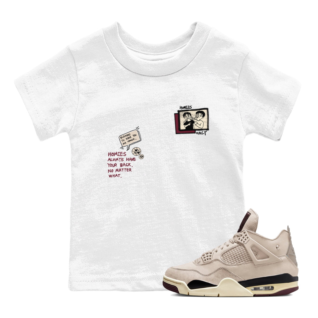 Homies Only snkmatch Tees Kids - Air Jordan 4 A Ma Maniere x Fossil Stone