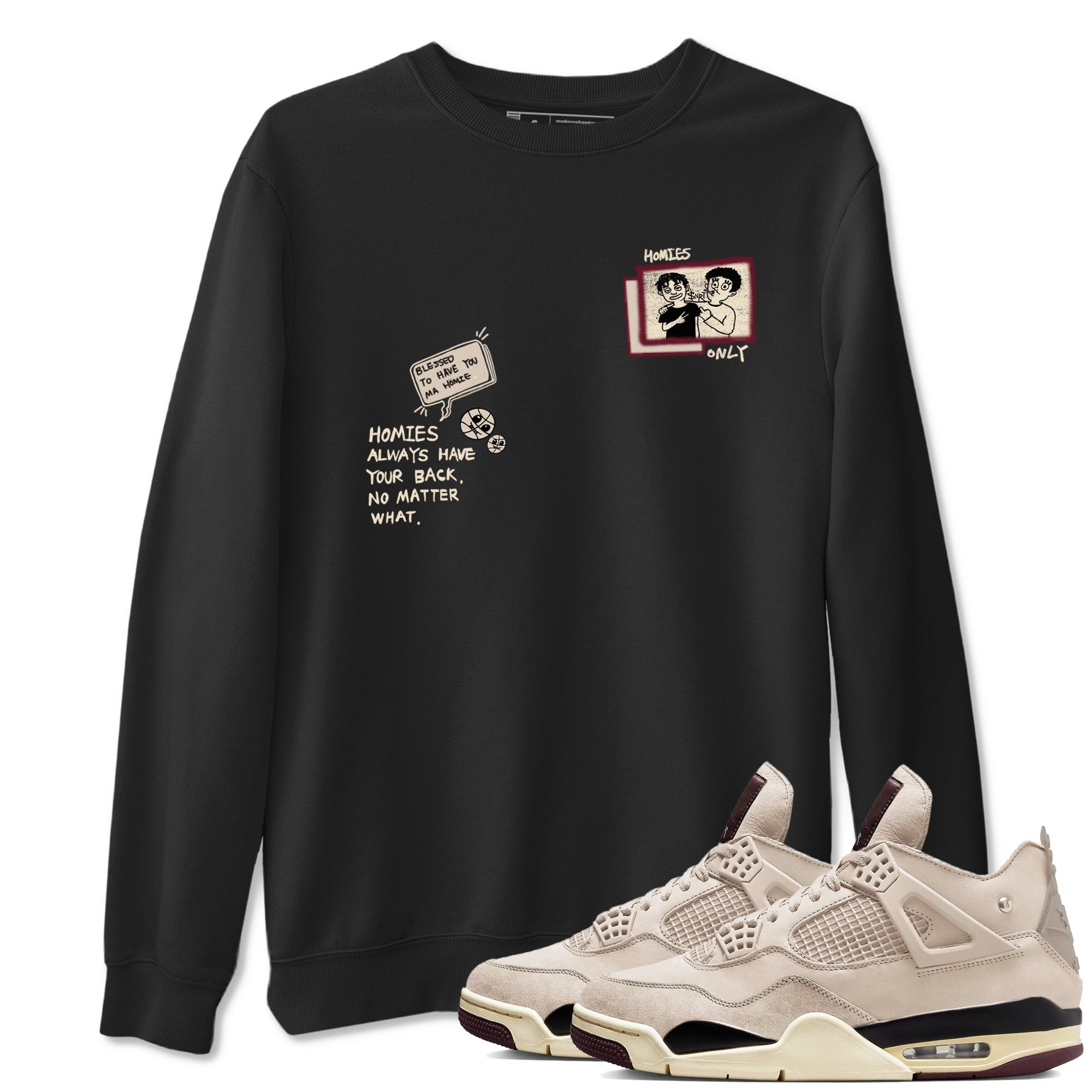 Homies Only snkmatch Tees - Air Jordan 4 A Ma Maniere x Fossil Stone