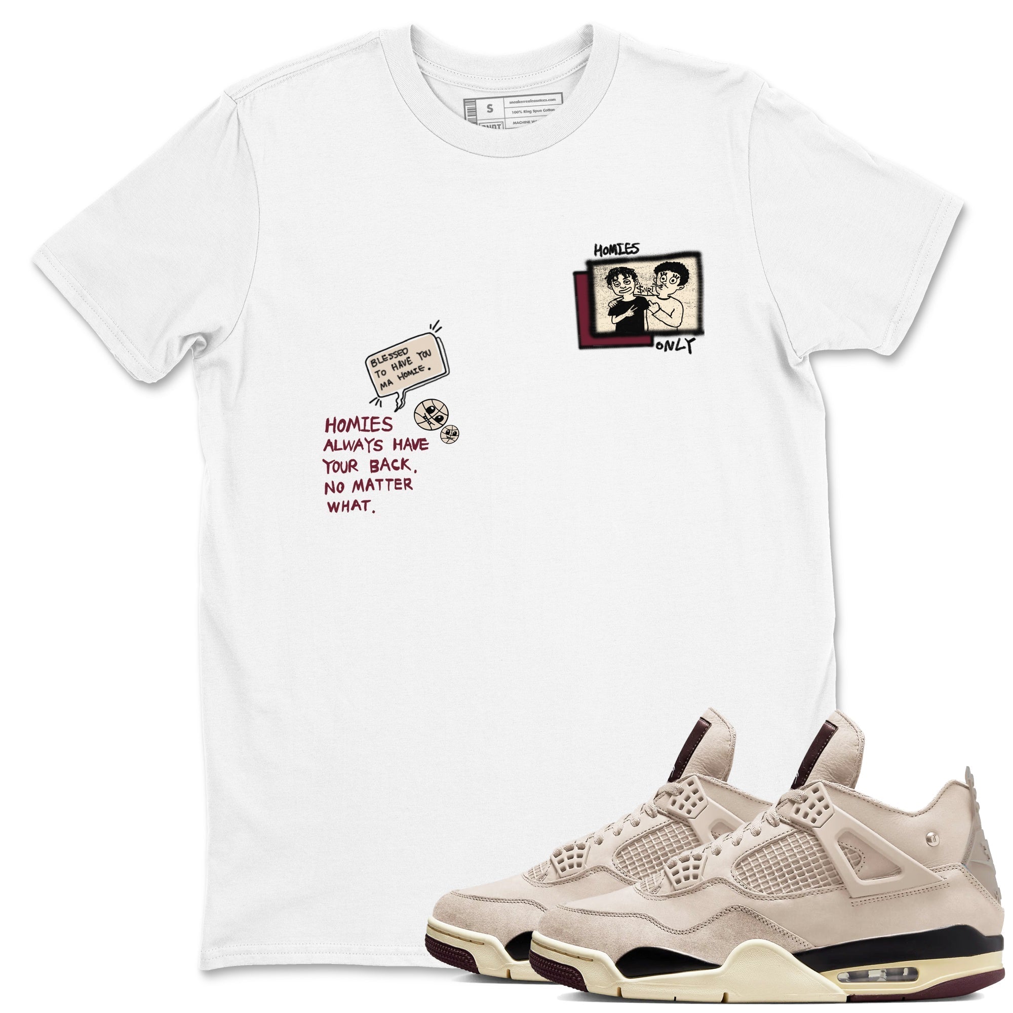 Homies Only snkmatch Tees - Air Jordan 4 A Ma Maniere x Fossil Stone