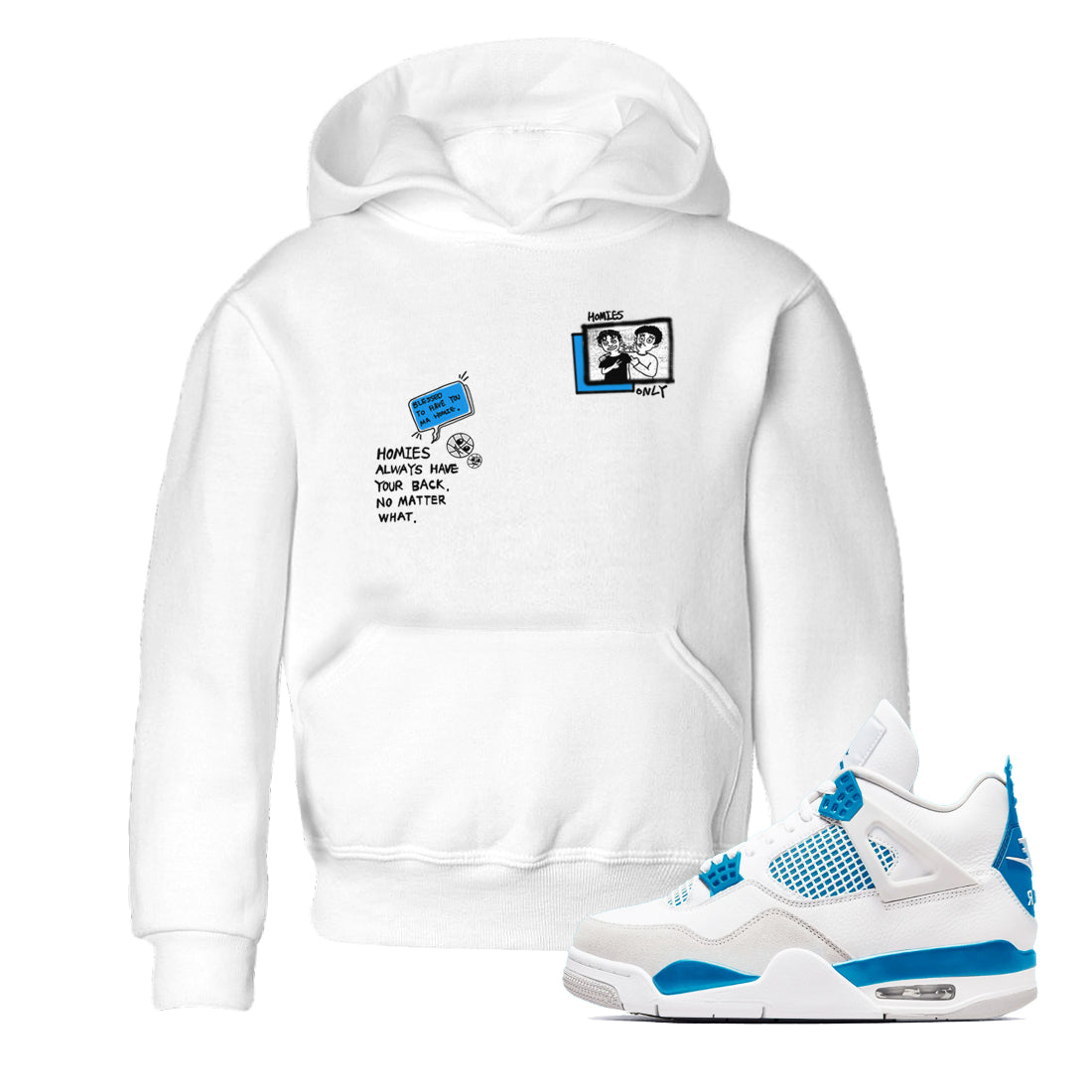 Homies Only snkmatch Tees Kids - Air Jordan 4 Military Blue
