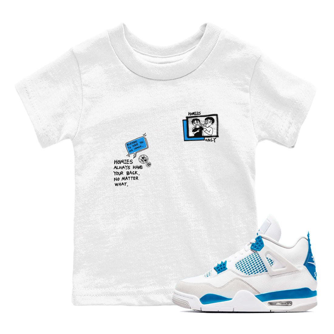 Homies Only snkmatch Tees Kids - Air Jordan 4 Military Blue
