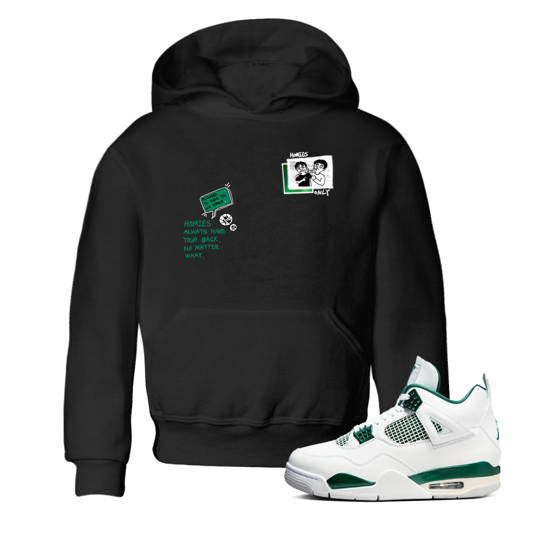 Homies Only snkmatch Tees Kids - Air Jordan 4 Oxidized Green