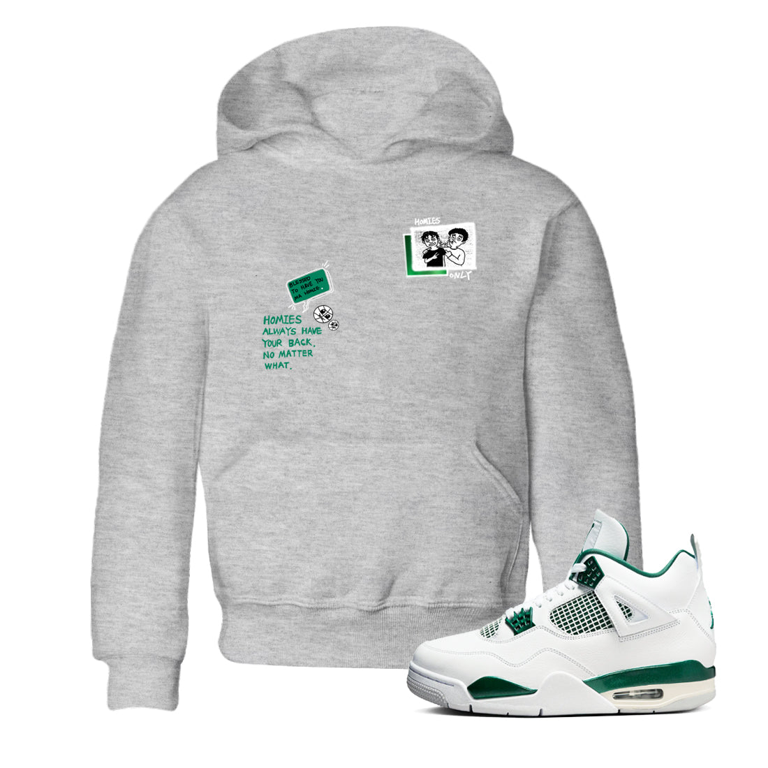 Homies Only snkmatch Tees Kids - Air Jordan 4 Oxidized Green
