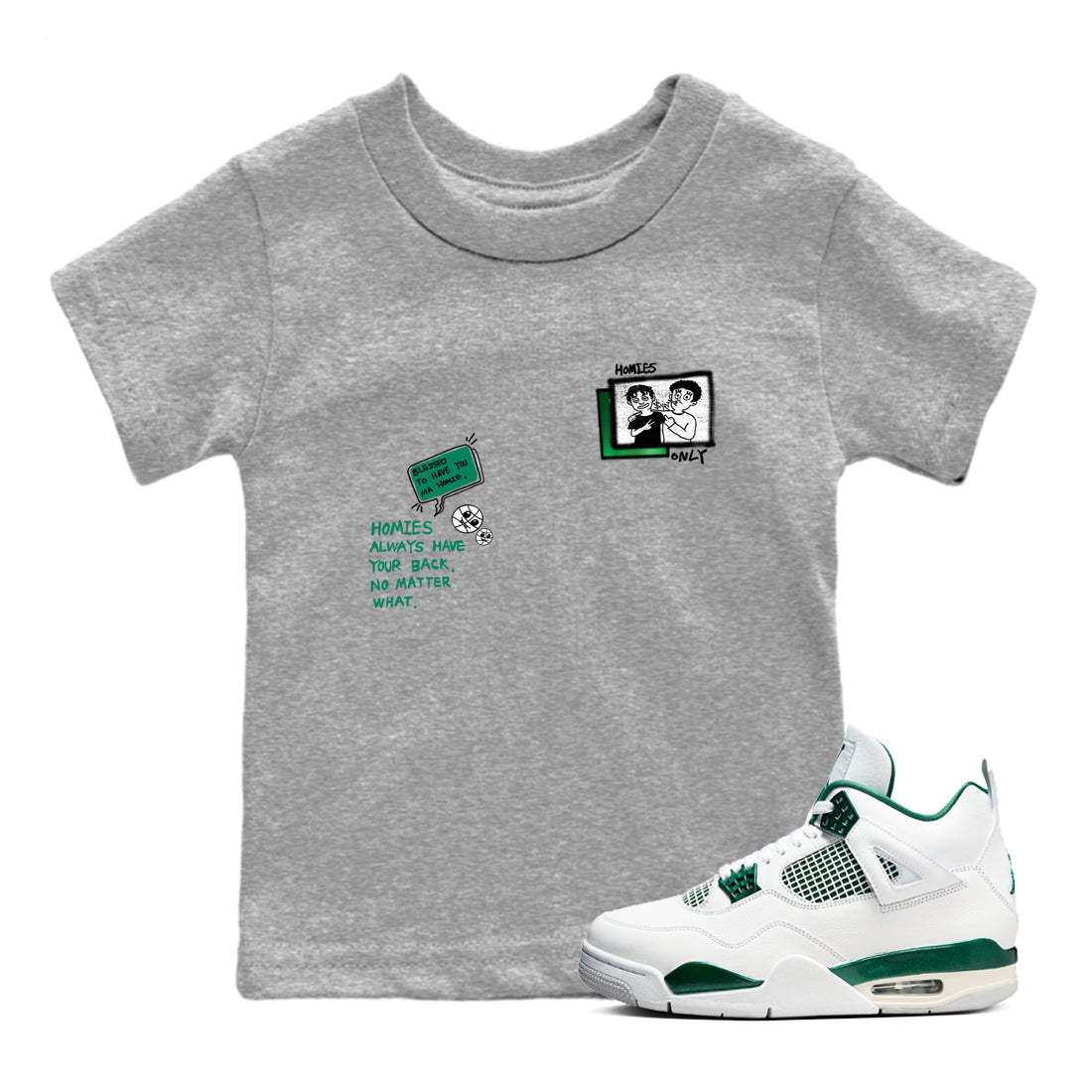 Homies Only snkmatch Tees Kids - Air Jordan 4 Oxidized Green
