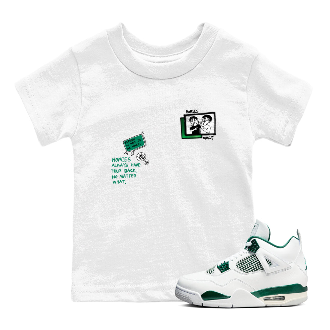 Homies Only snkmatch Tees Kids - Air Jordan 4 Oxidized Green