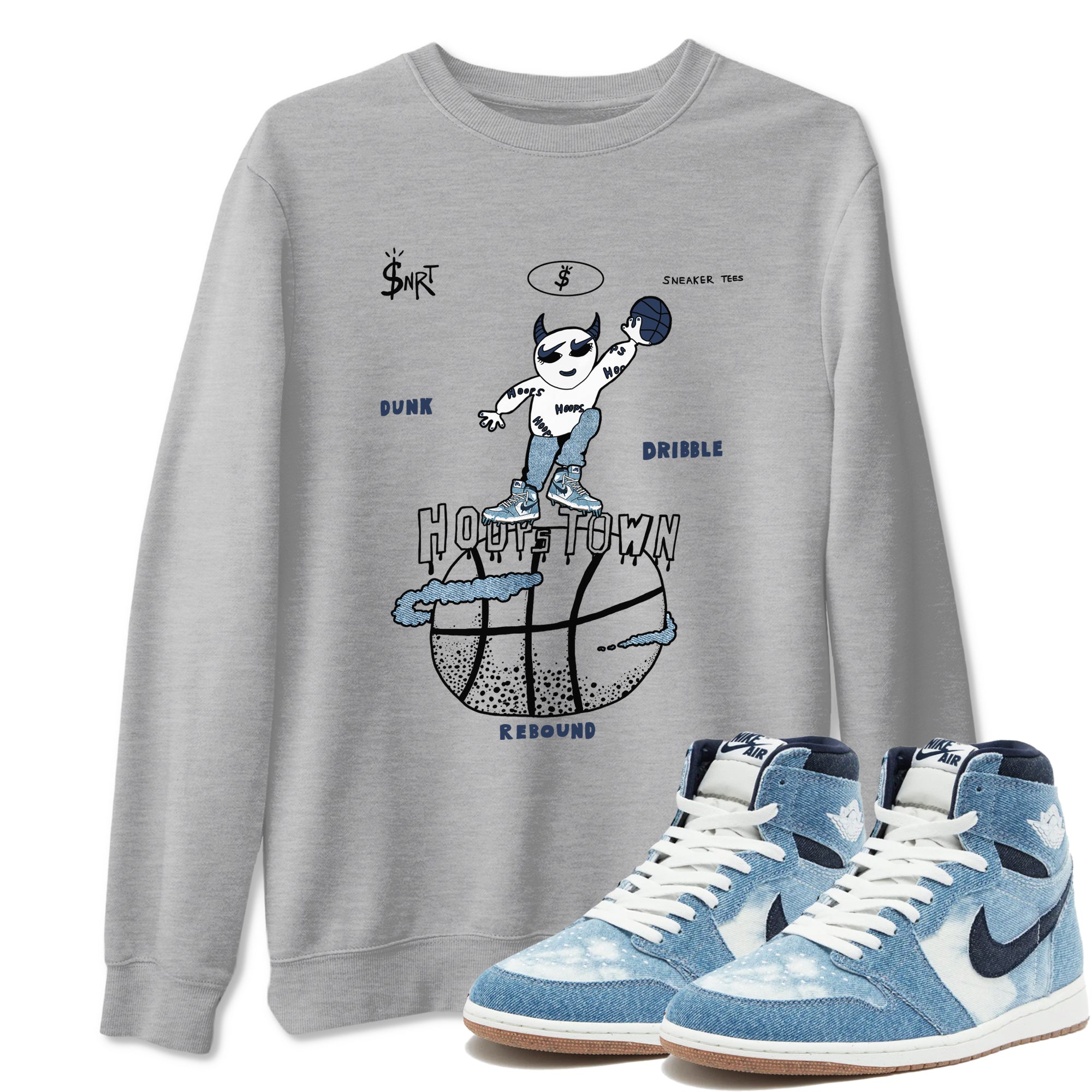 Hoops Town snkmatch Tees - Air Jordan 1 Denim