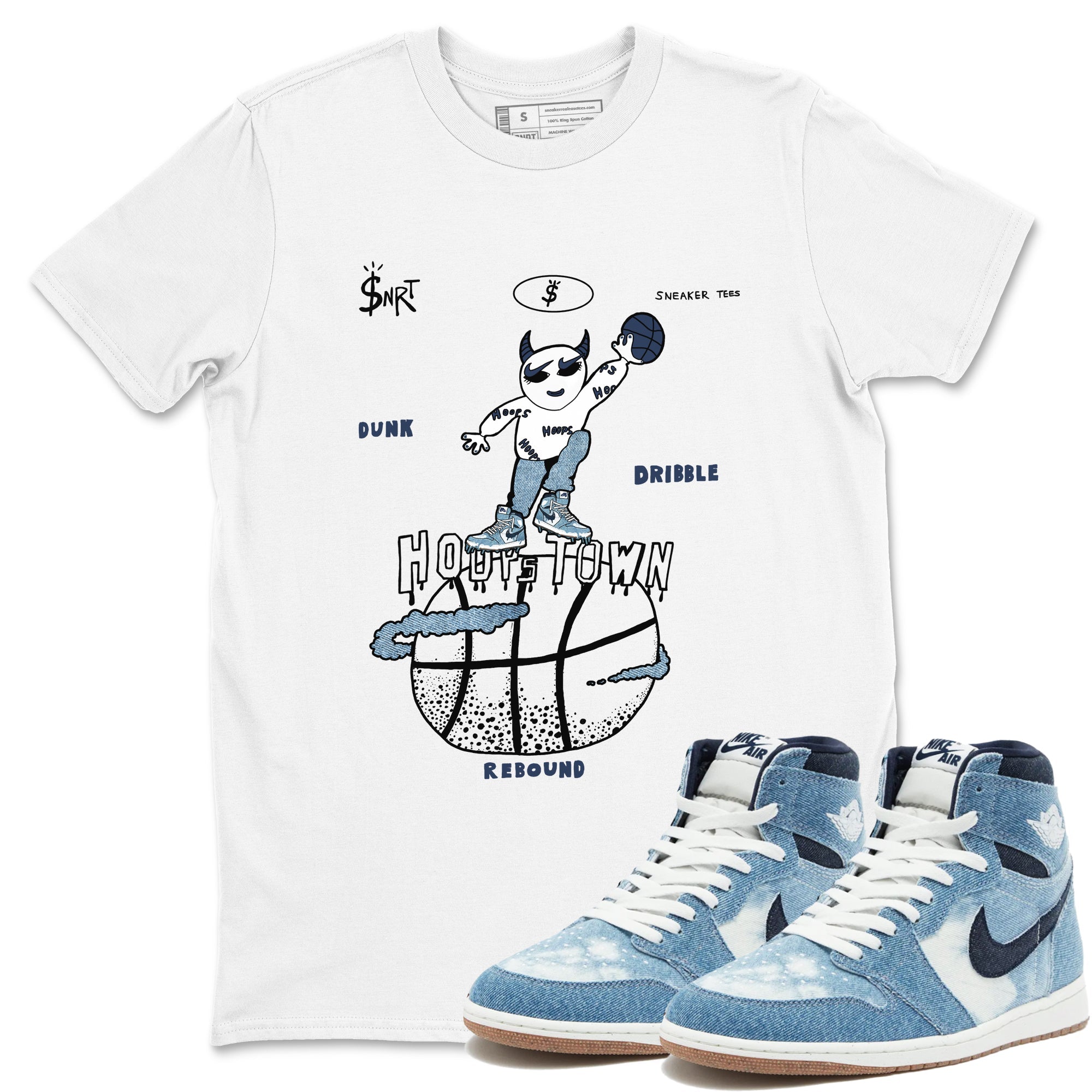 Hoops Town snkmatch Tees - Air Jordan 1 Denim