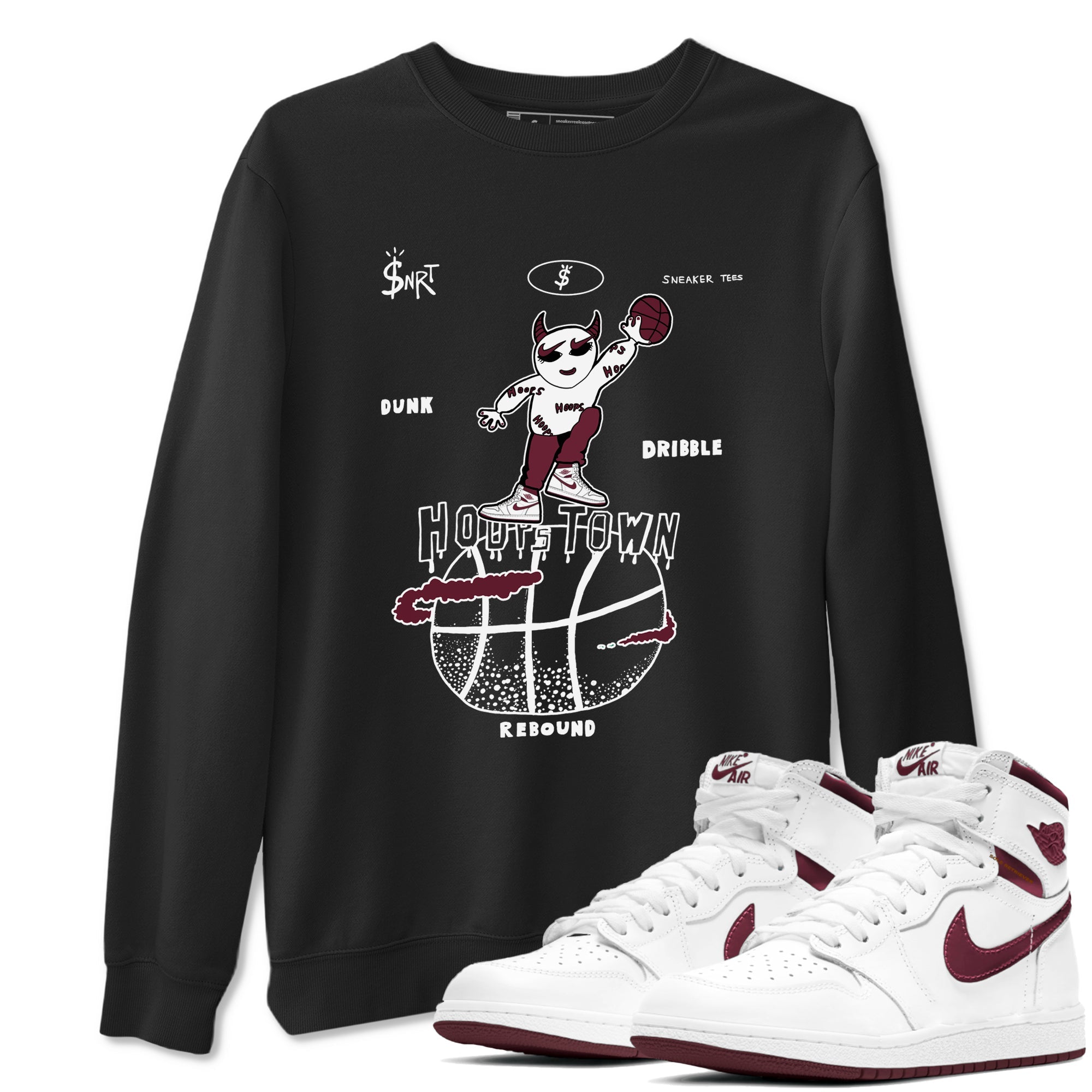 Hoops Town snkmatch Tees - Air Jordan 1 Metallic Burgundy