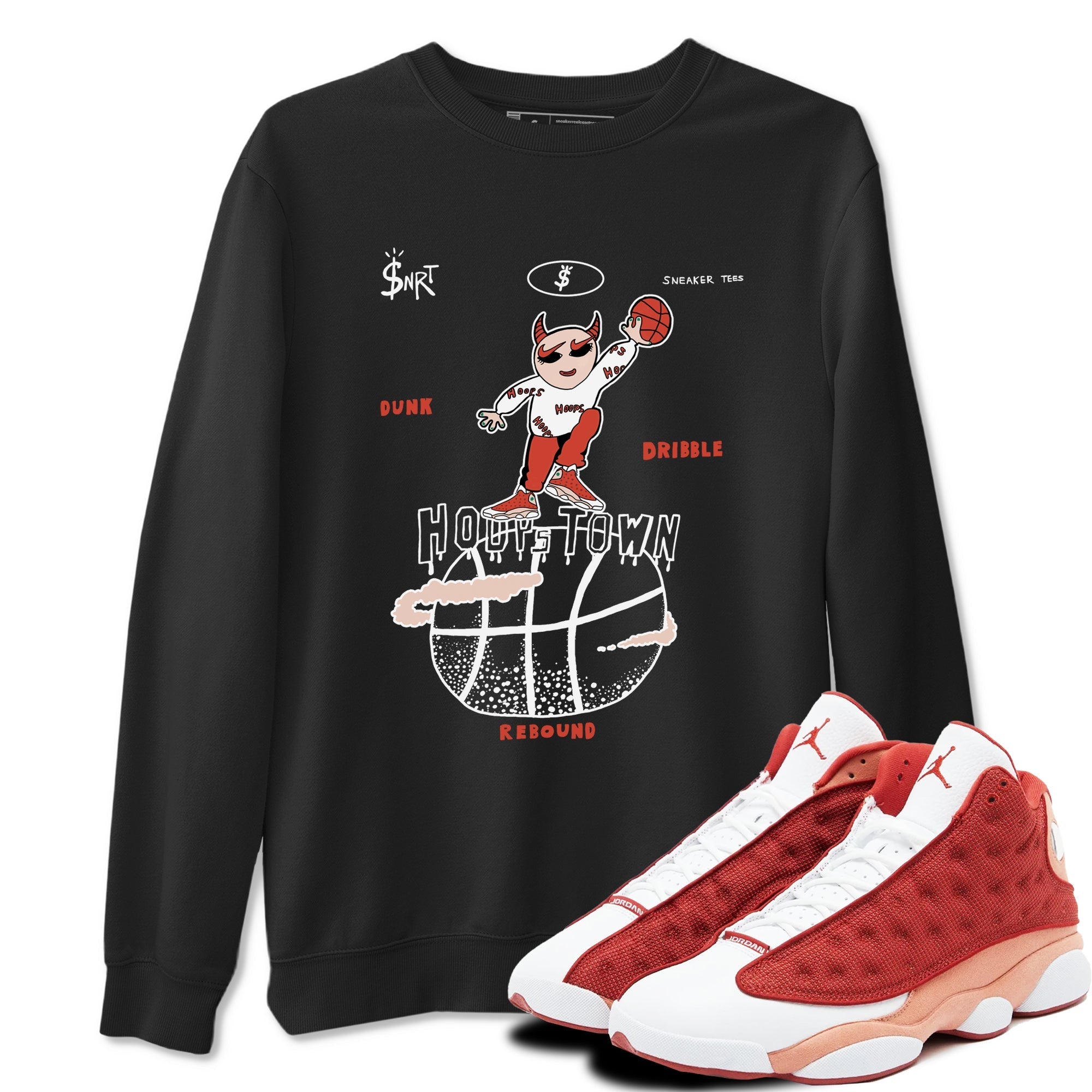 Hoops Town snkmatch Tees - Air Jordan 13 Dune Red