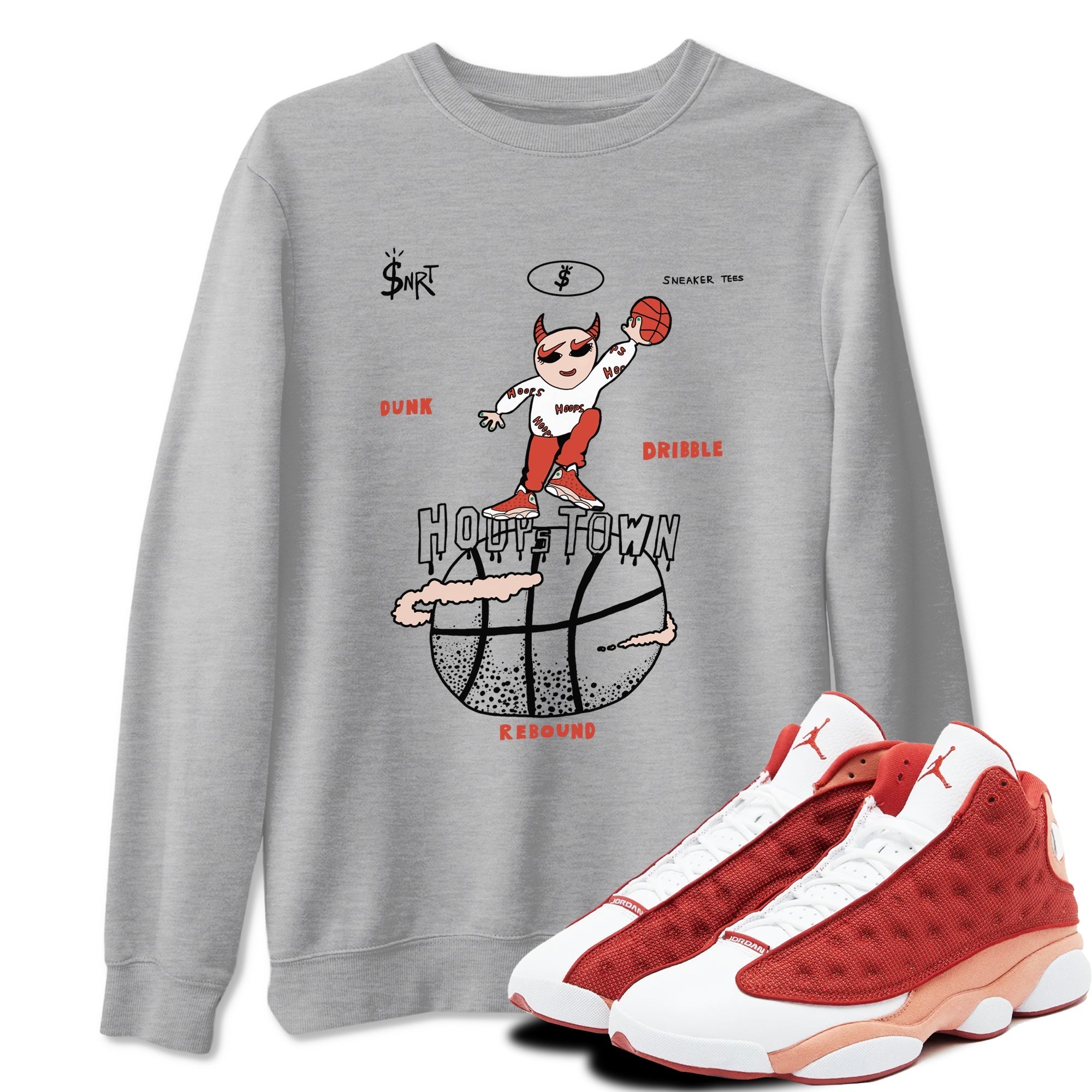 Hoops Town snkmatch Tees - Air Jordan 13 Dune Red