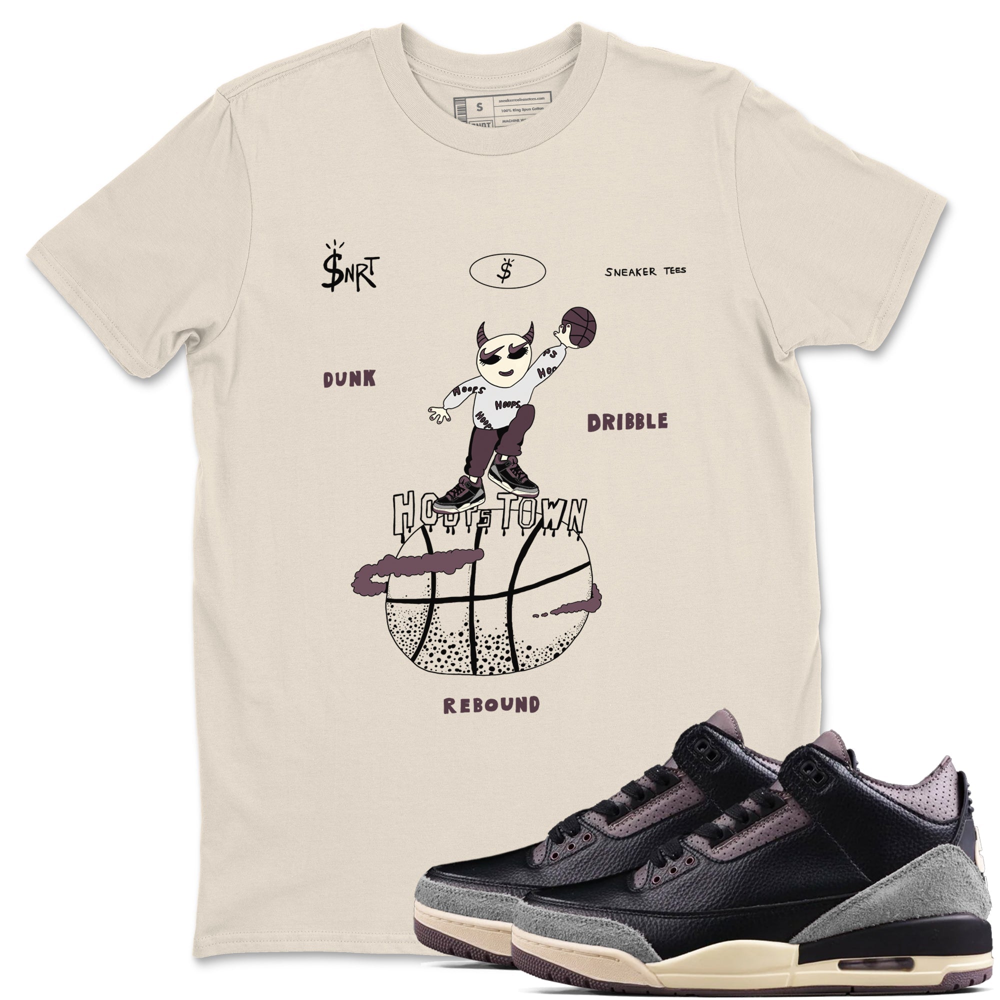 Hoops Town snkmatch Tees - Air Jordan 3 A Ma Maniere x Black