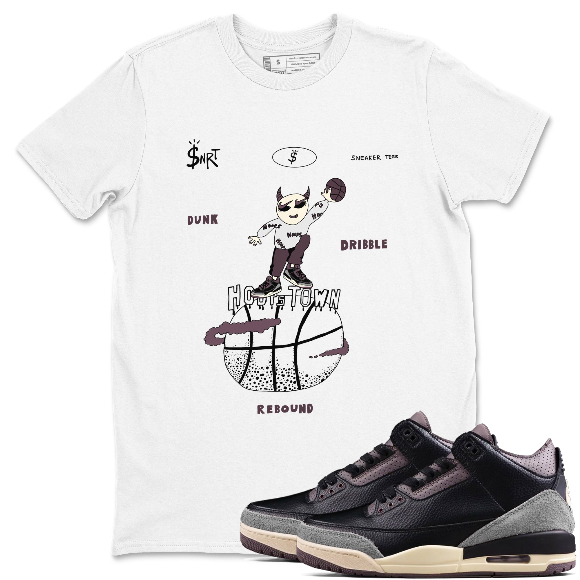 Hoops Town snkmatch Tees - Air Jordan 3 A Ma Maniere x Black