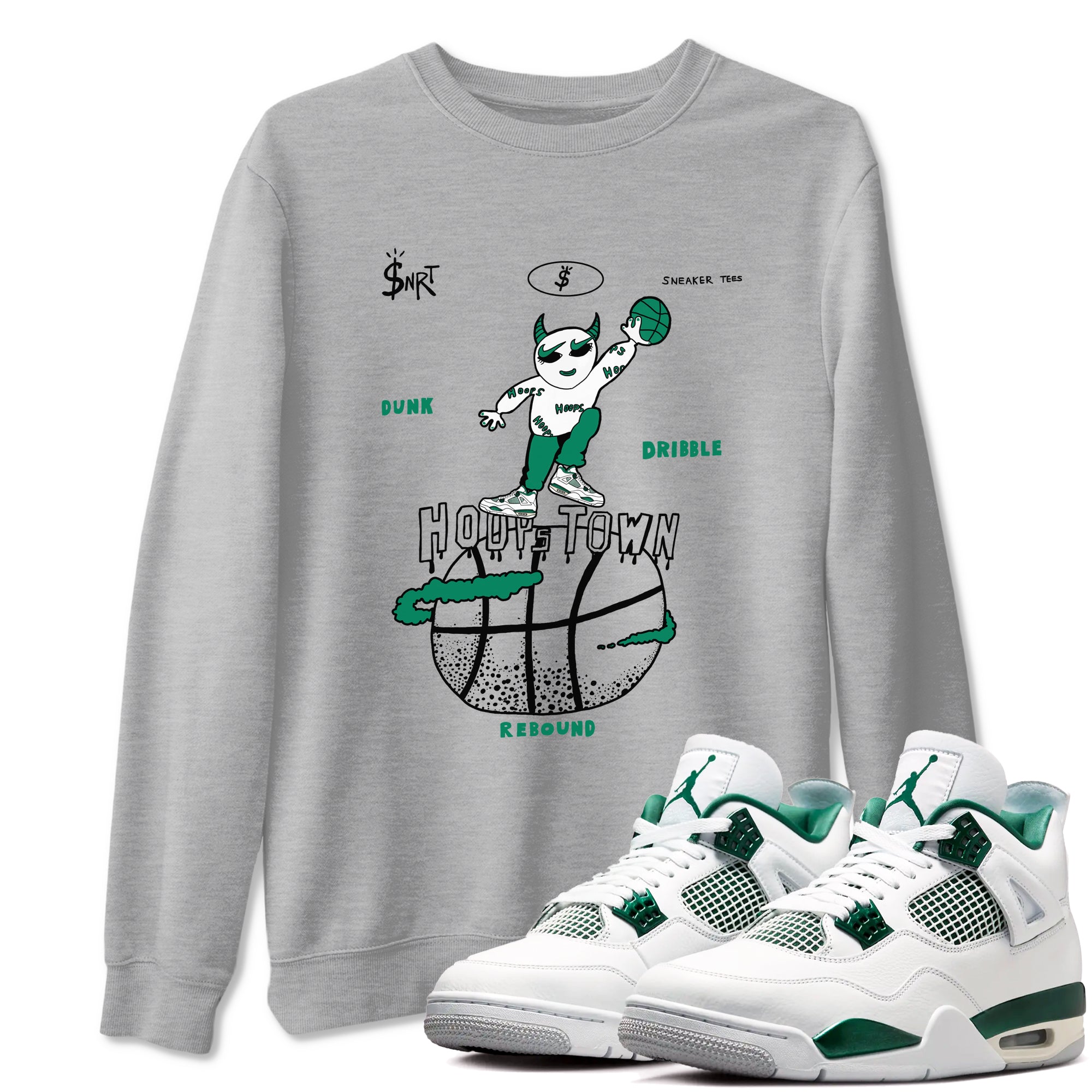 Hoops Town snkmatch Tees - Air Jordan 4 Oxidized Green