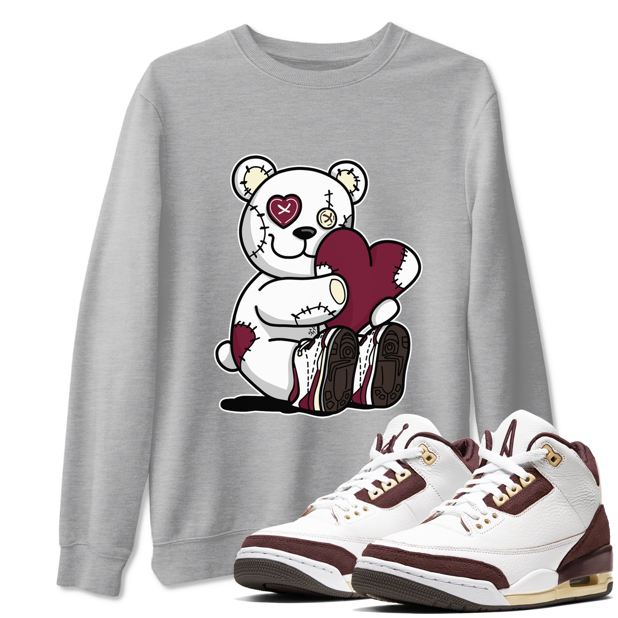 Hugging Bear snkmatch Tees - Air Jordan 3 A Ma Maniere x Burgundy Crush