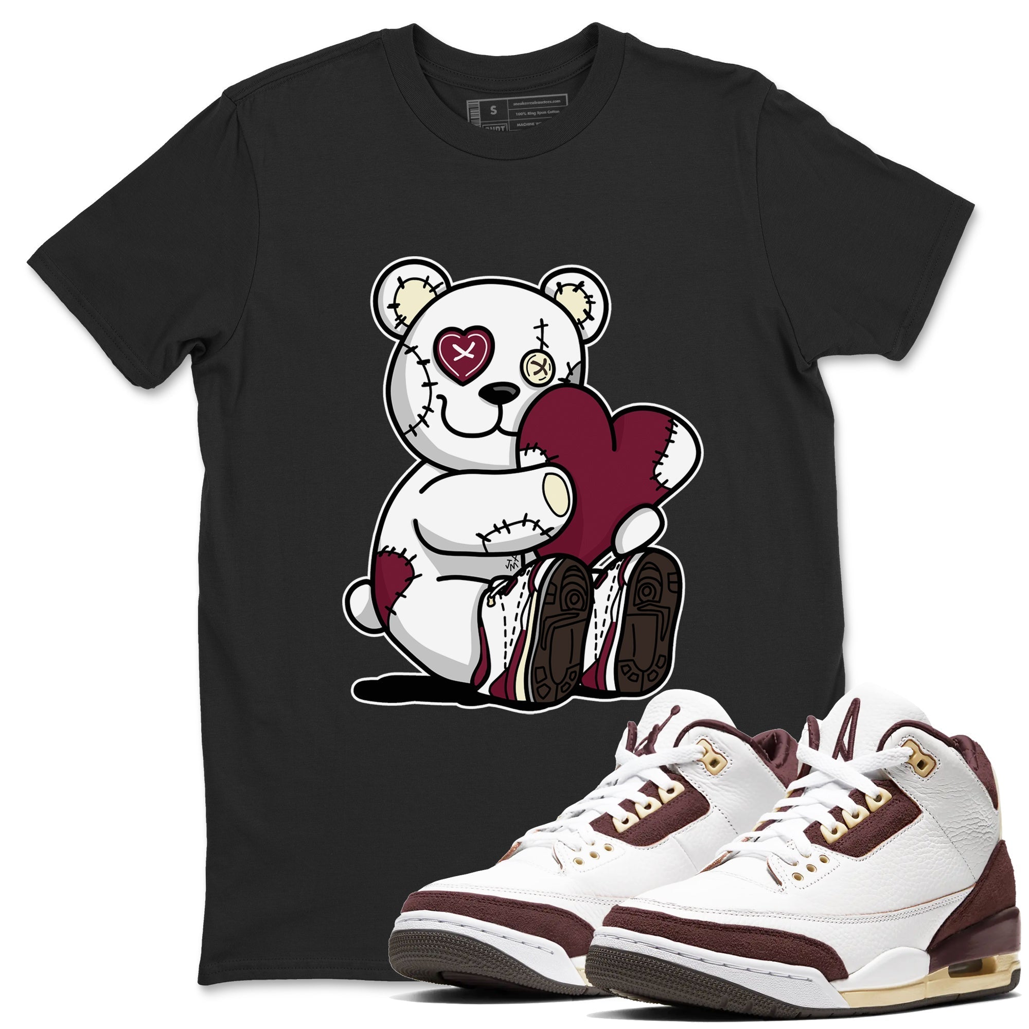 Hugging Bear snkmatch Tees - Air Jordan 3 A Ma Maniere x Burgundy Crush