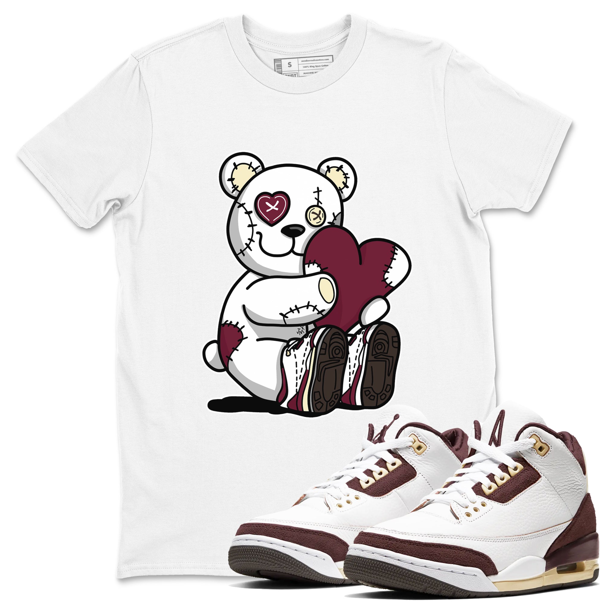 Hugging Bear snkmatch Tees - Air Jordan 3 A Ma Maniere x Burgundy Crush