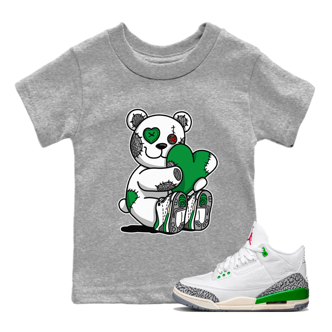 Hugging Bear Kids Tops - Air Jordan 3 Lucky Green