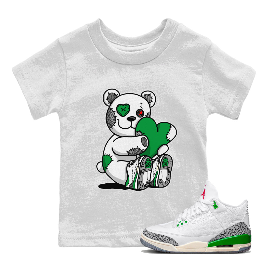 Hugging Bear Kids Tops - Air Jordan 3 Lucky Green