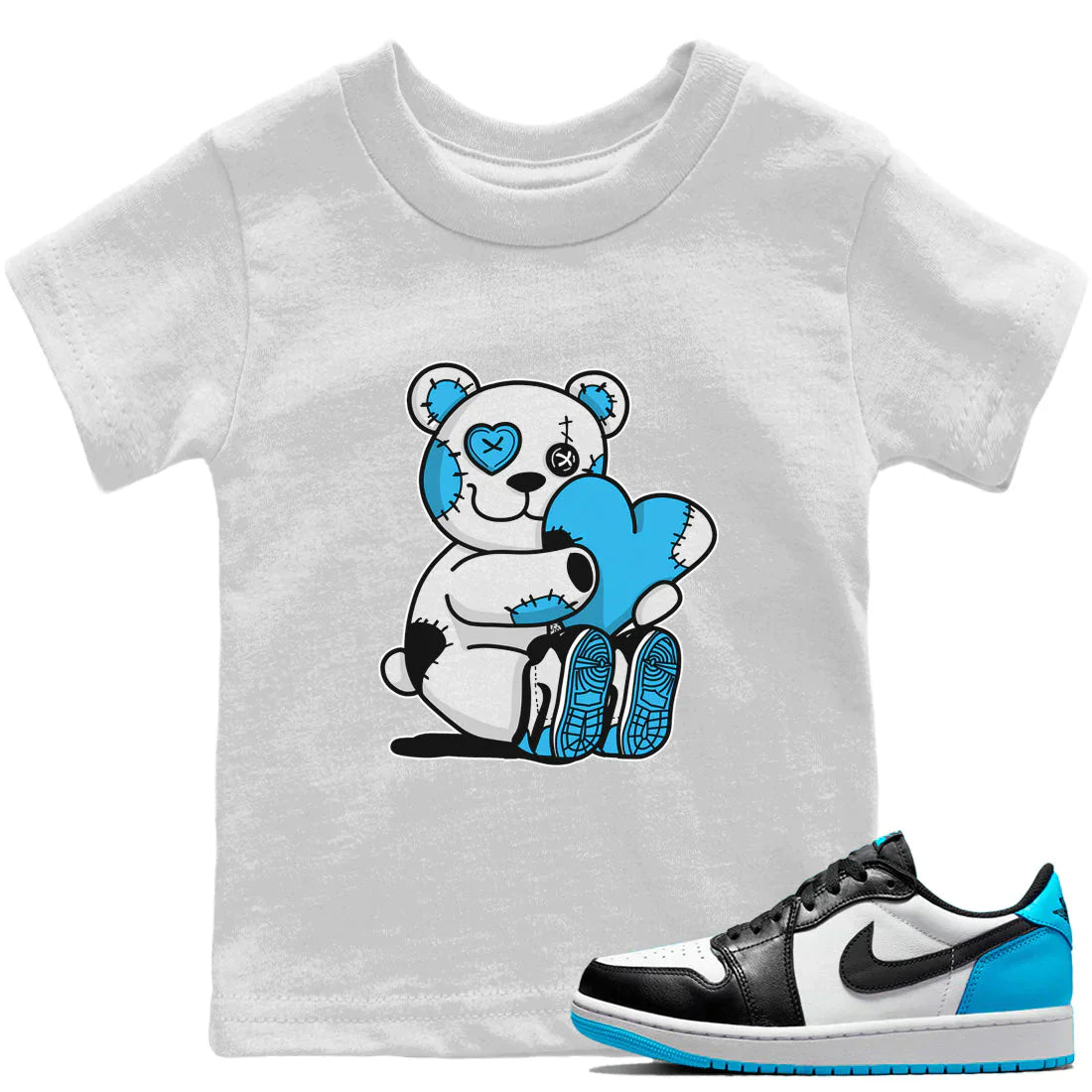 Hugging Bear Kids Tops - Air Jordan 1 Powder Blue