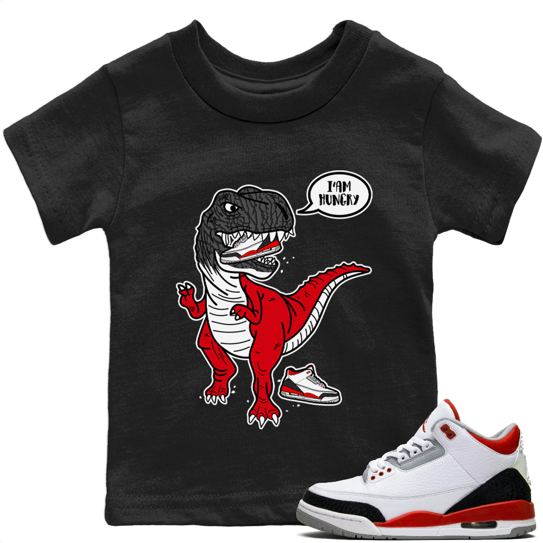 Hungry Dino Kids Tops - Air Jordan 3 Fire Red