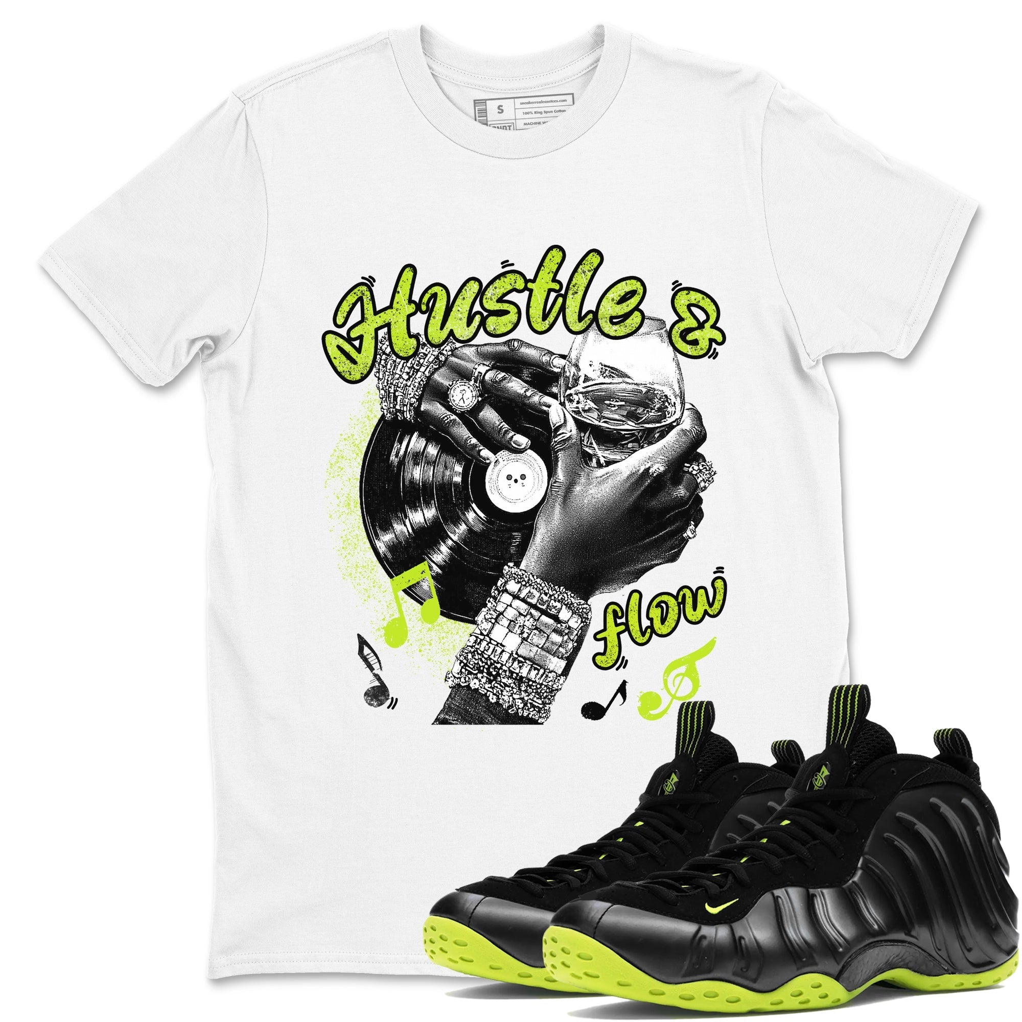 Hustle and Flow snkmatch Tees - Air Foamposite One Black Volt