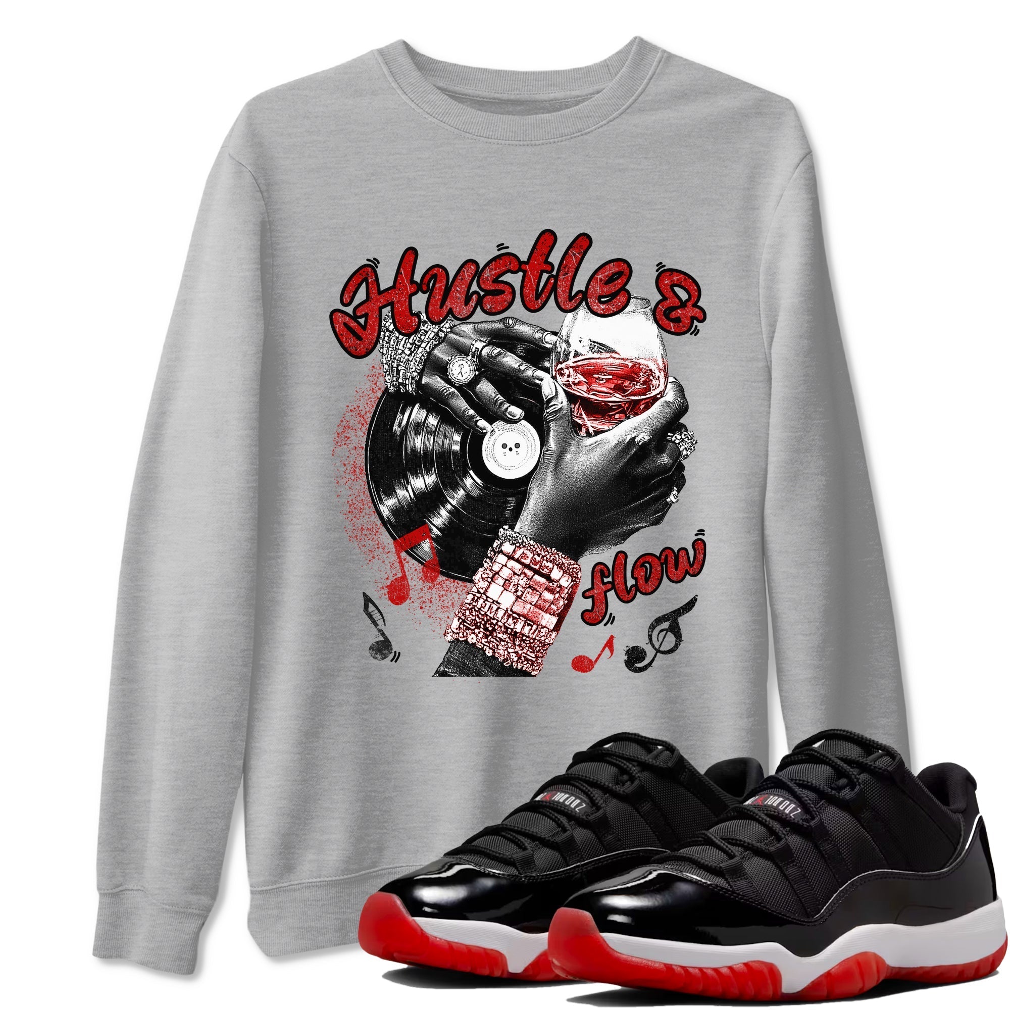 Hustle and Flow snkmatch Tees - Air Jordan 11 Bred