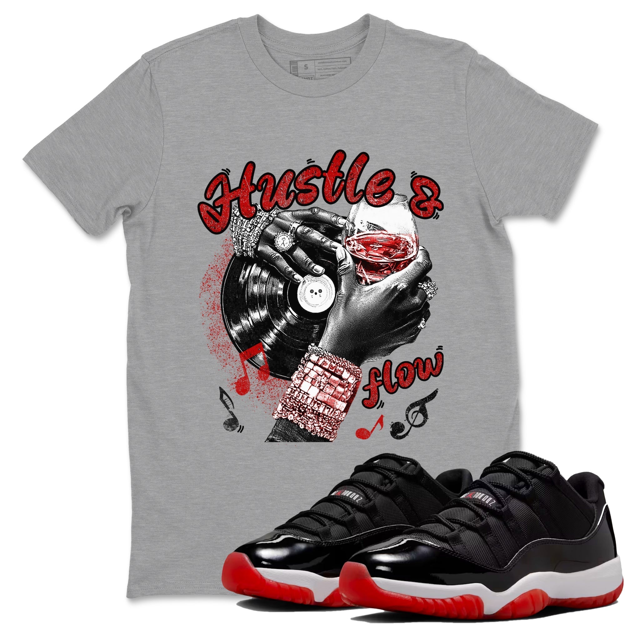 Hustle and Flow snkmatch Tees - Air Jordan 11 Bred