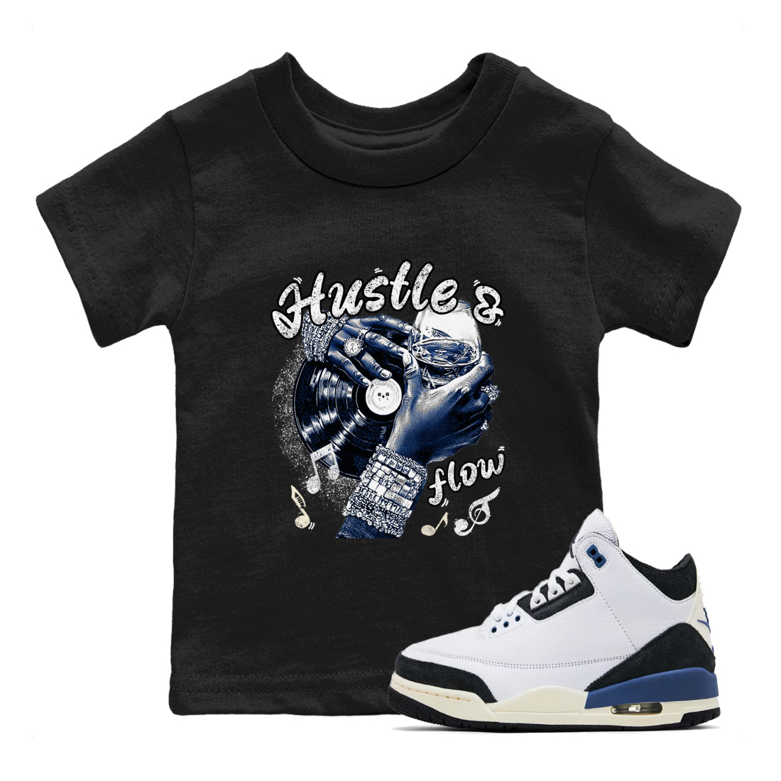 Hustle and Flow snkmatch Tees Kids - Air Jordan 3 A Ma Maniere x Diffused Blue